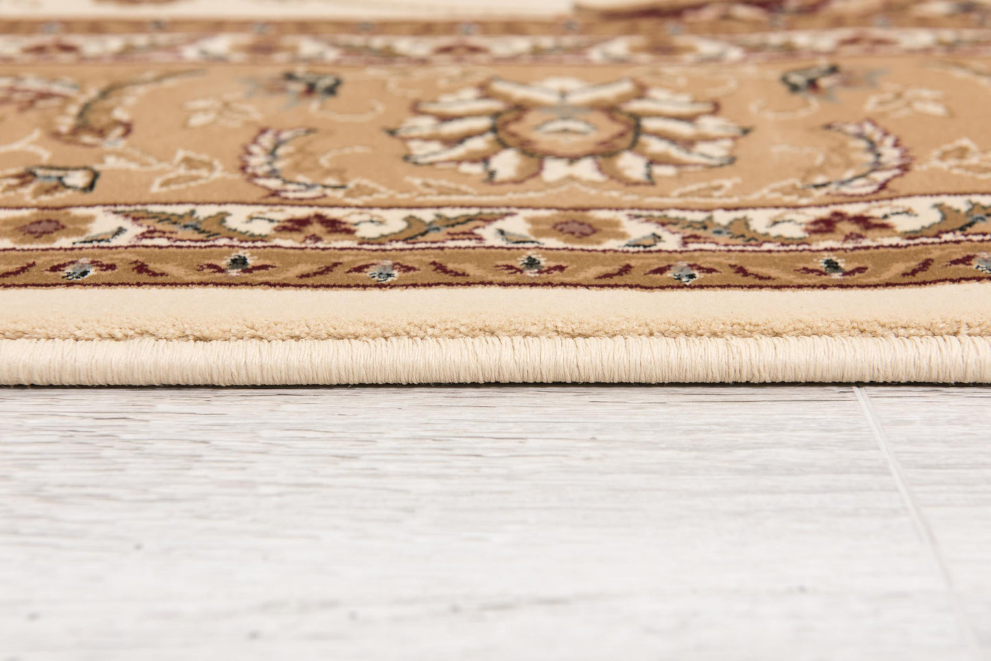 5’ x 8’ Cream and Tan Ornate Border Area Rug