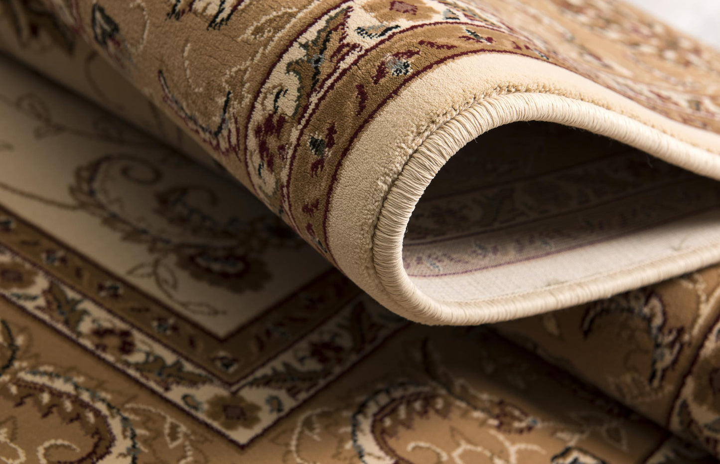 5’ x 8’ Cream and Tan Ornate Border Area Rug