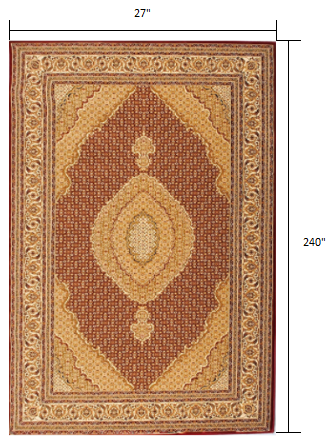 7’ x 9’ Red and Beige Medallion Area Rug