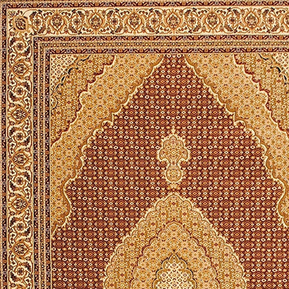 7’ x 9’ Red and Beige Medallion Area Rug
