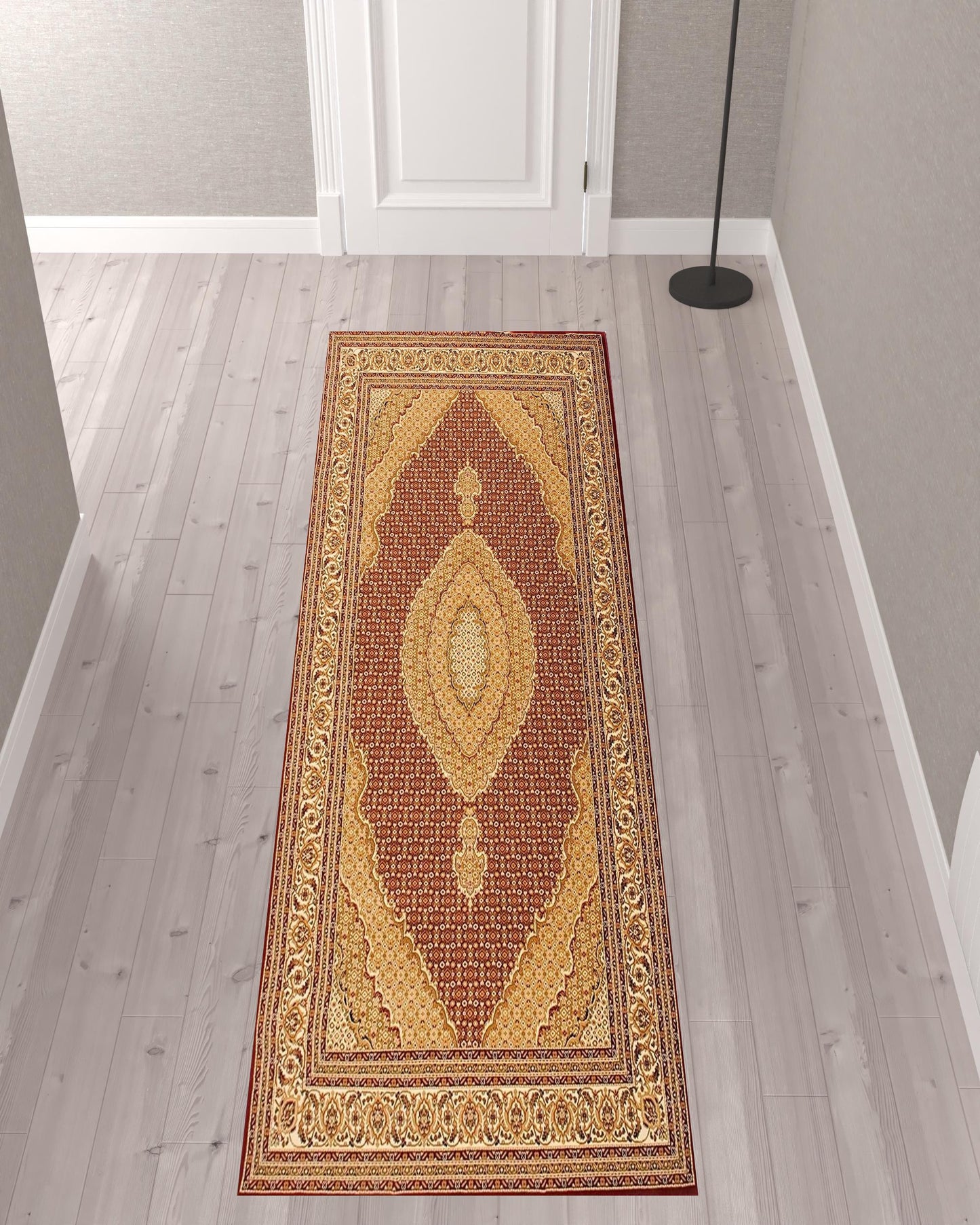7’ x 9’ Red and Beige Medallion Area Rug
