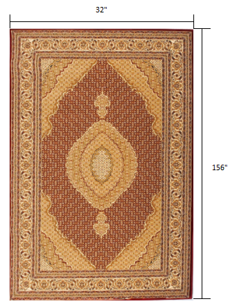7’ x 9’ Red and Beige Medallion Area Rug