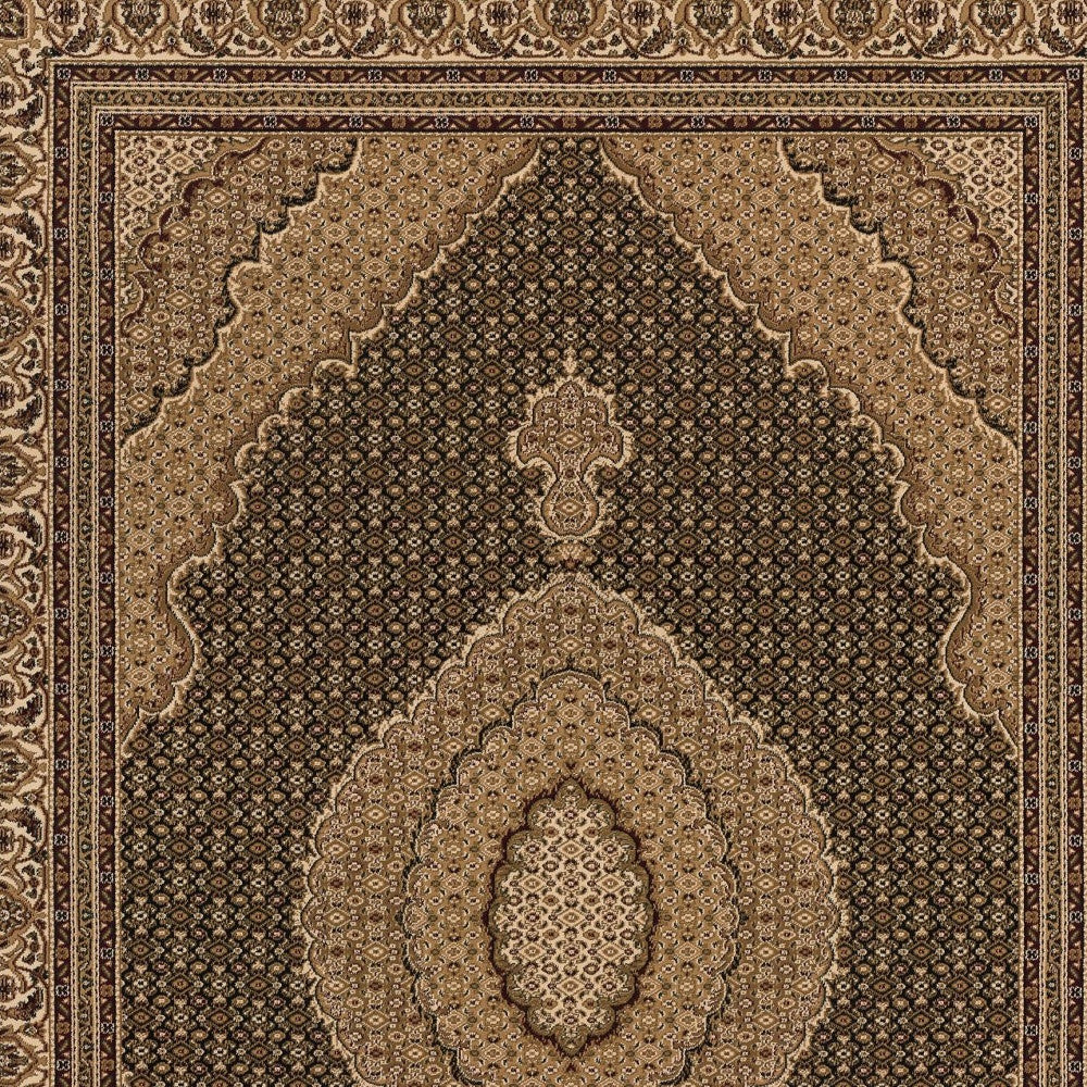 5’ x 8’ Black and Beige Medallion Area Rug