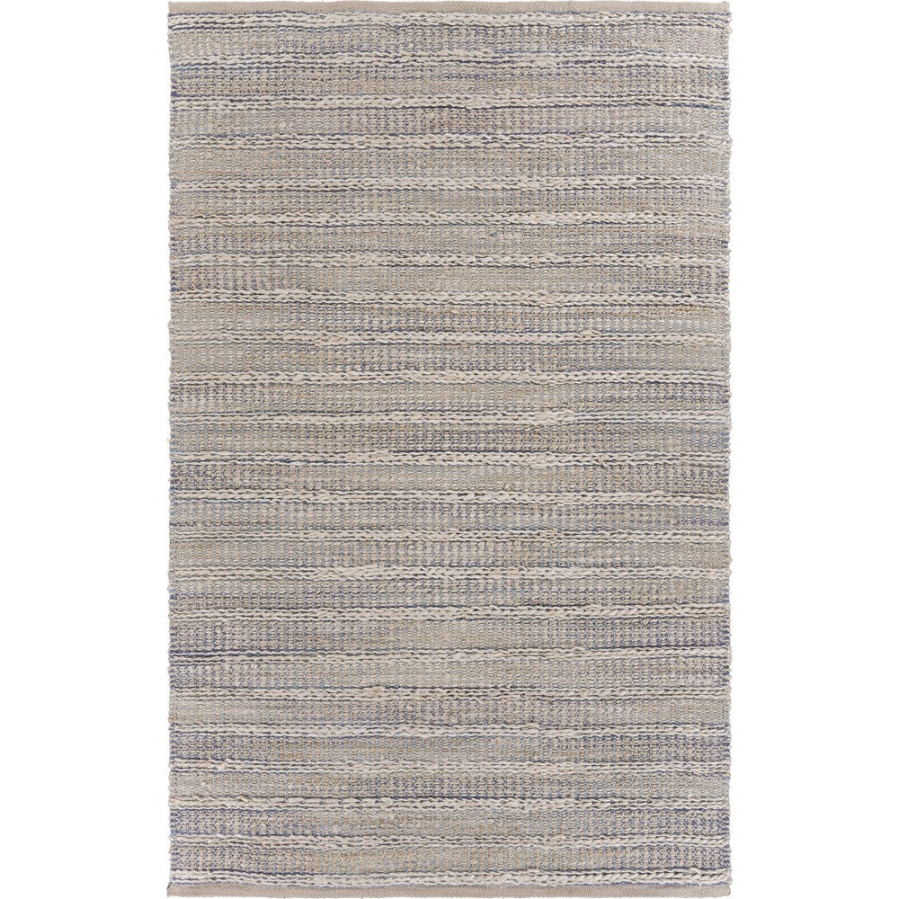 9’ x 12’ Blue and Cream Braided Jute Area Rug