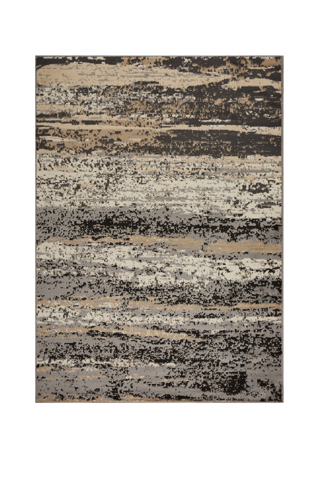 8’ x 10’ Beige and Black Abstract Desert Area Rug