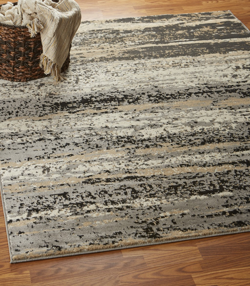 8’ x 10’ Beige and Black Abstract Desert Area Rug