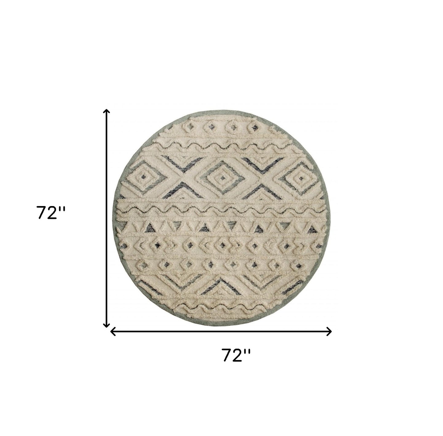 6’ Round Cream Modern Geometric Area Rug