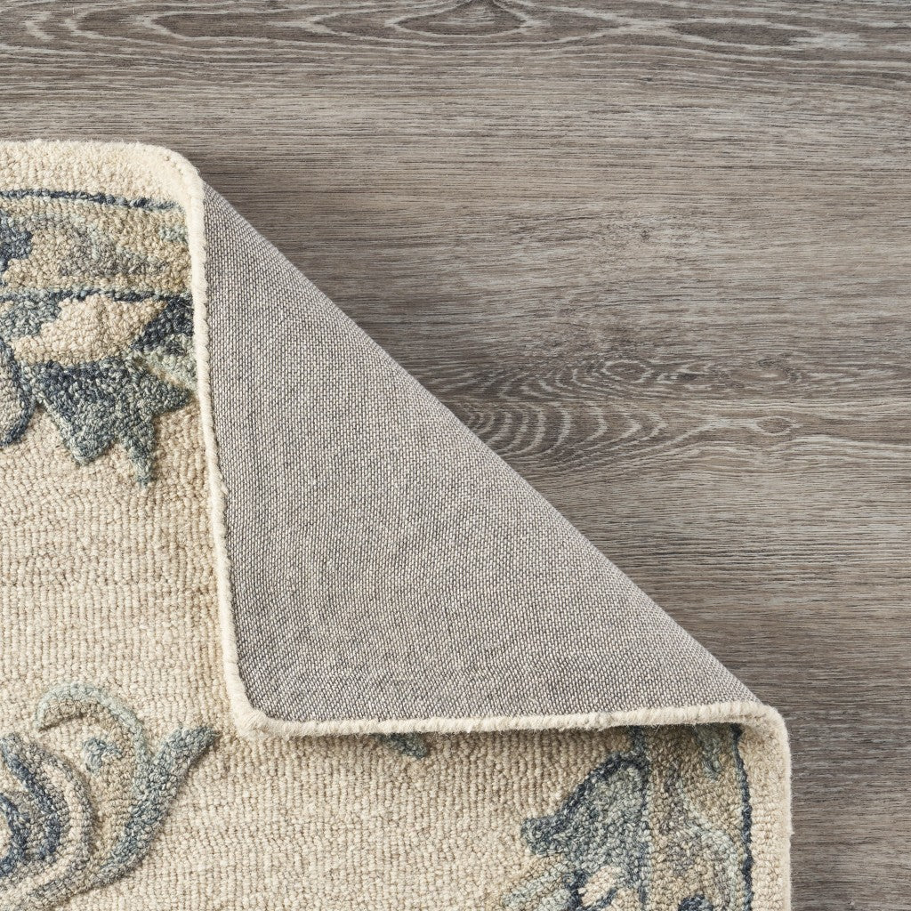 5' Light Blue Round Wool Hand Tufted Area Rug