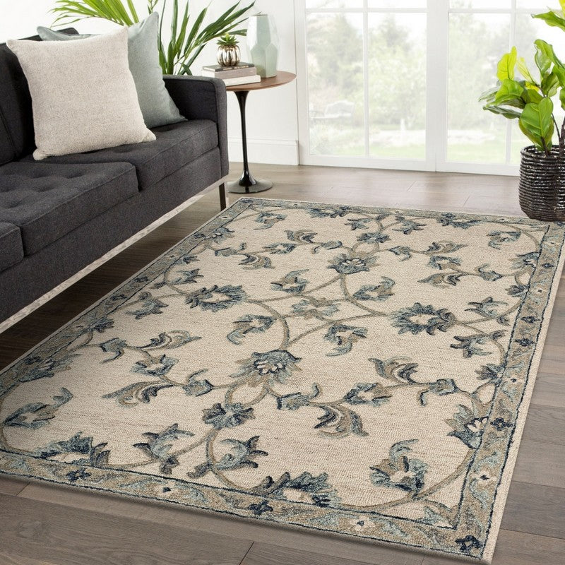 5' Light Blue Round Wool Hand Tufted Area Rug
