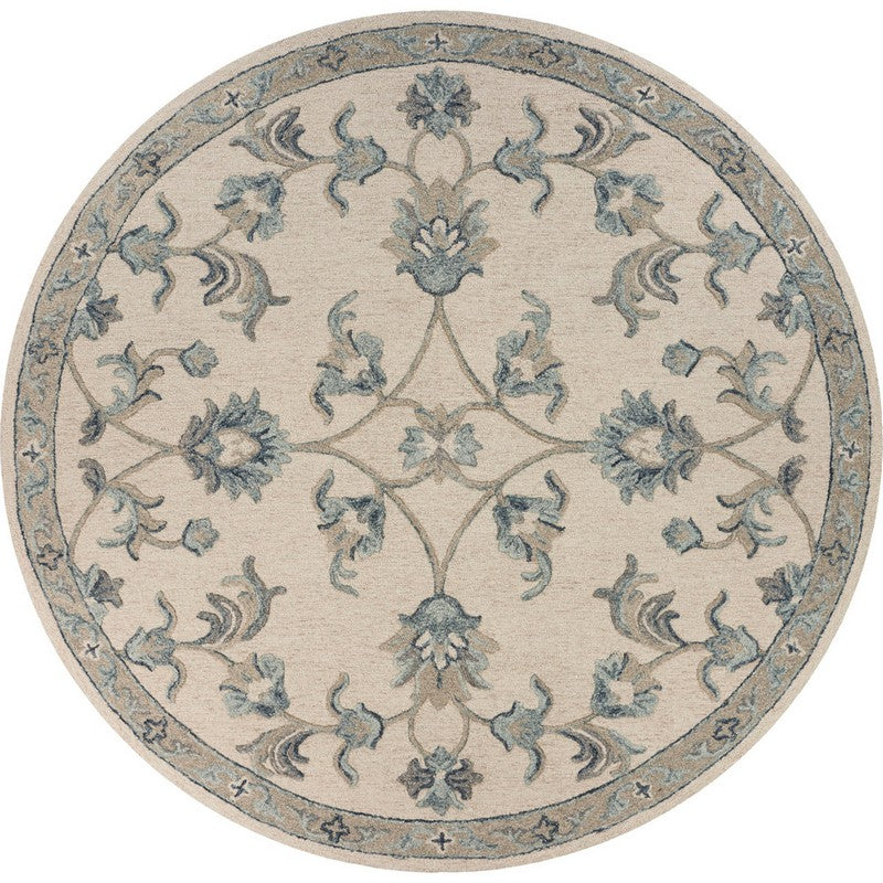 5' Light Blue Round Wool Hand Tufted Area Rug