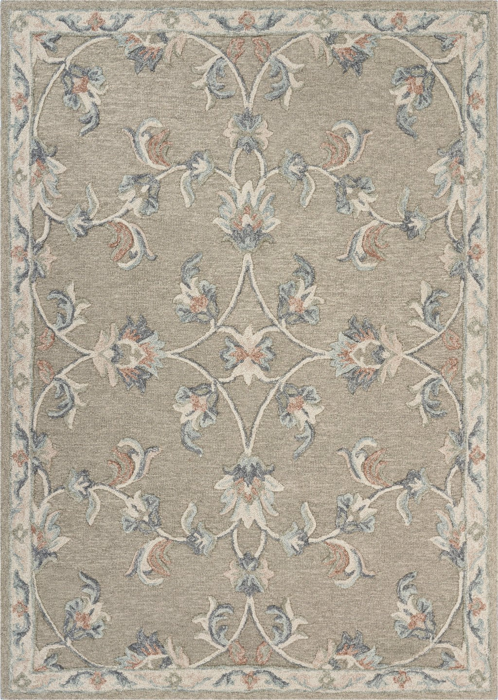 7' X 9' Gray Wool Hand Tufted Area Rug