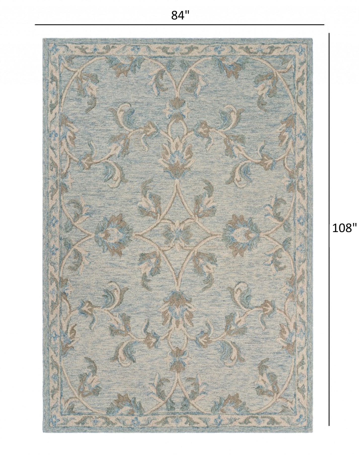 7' Blue And Ivory Round Wool Hand Tufted Area Rug