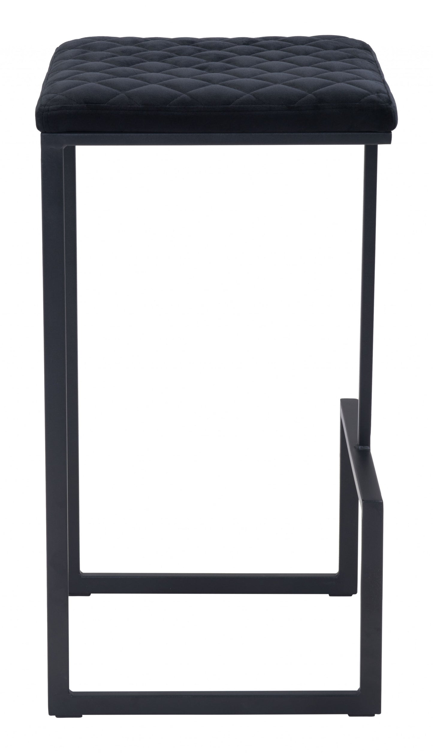 30" Black Steel Backless Bar Height Chair With Footrest