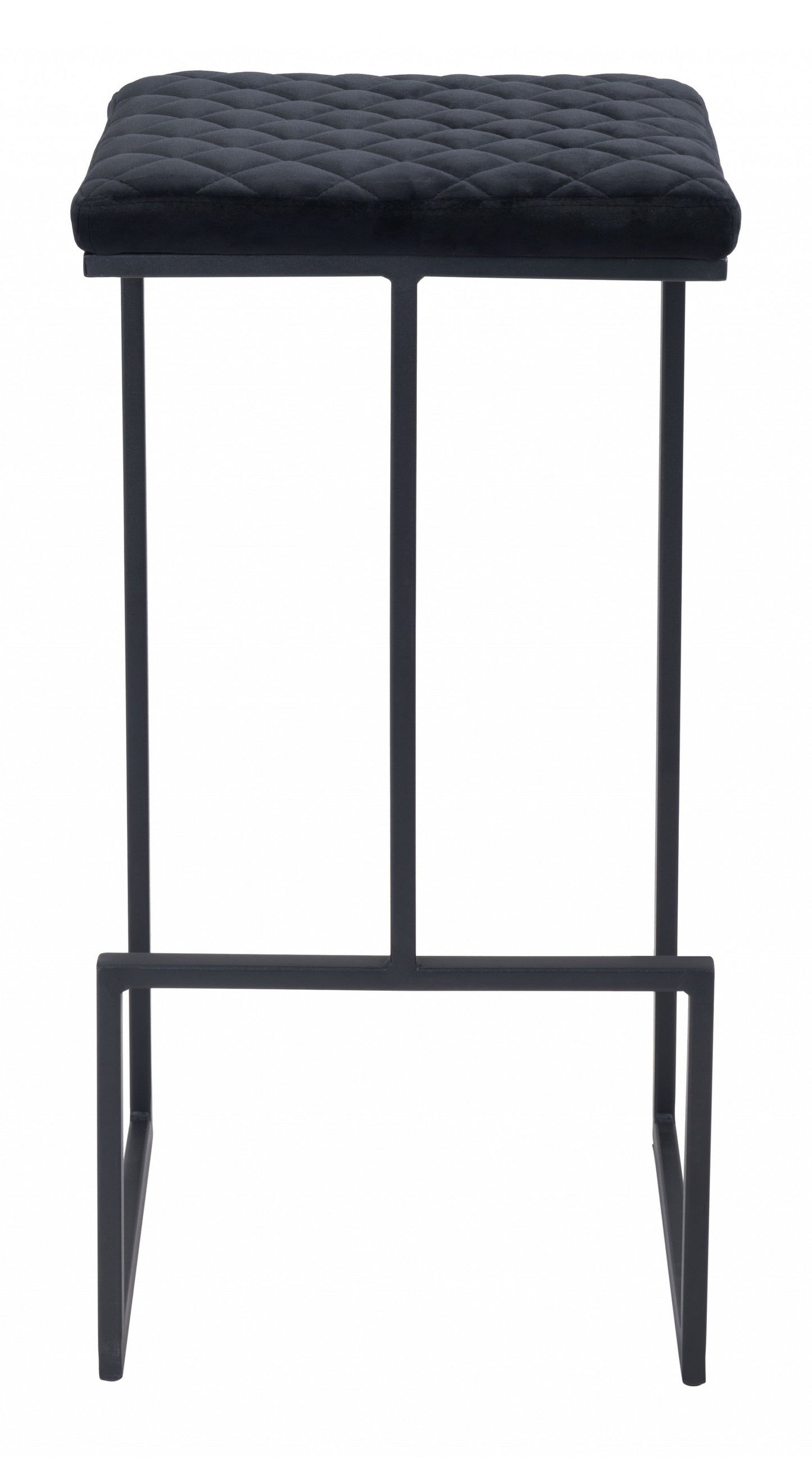 30" Black Steel Backless Bar Height Chair With Footrest