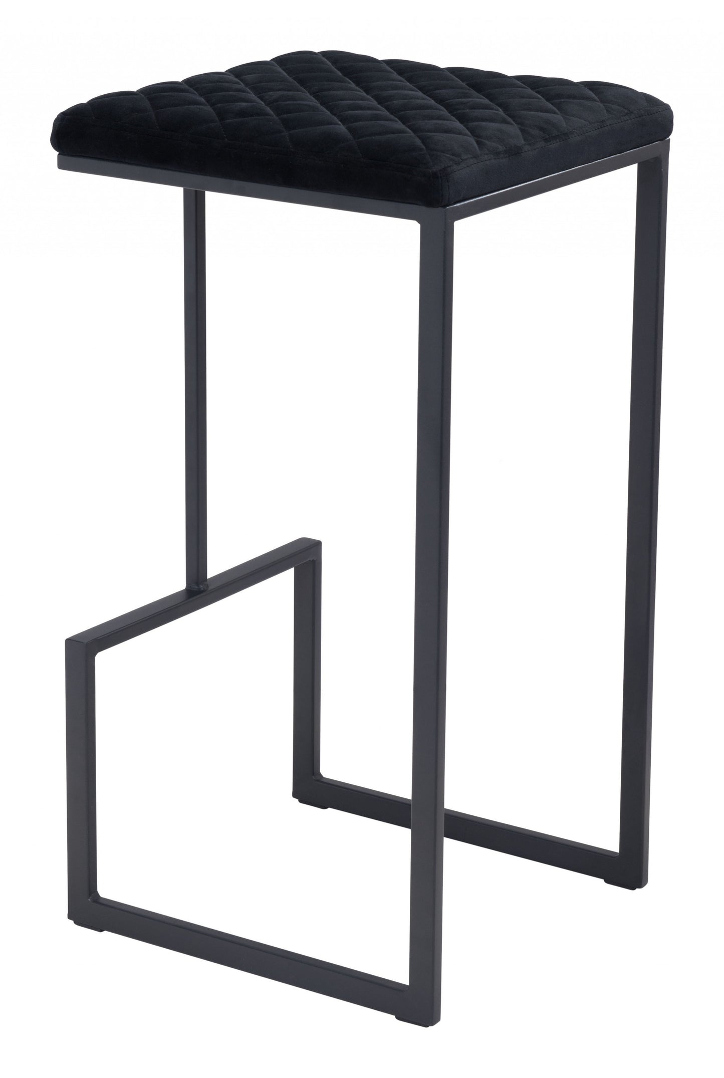 30" Black Steel Backless Bar Height Chair With Footrest