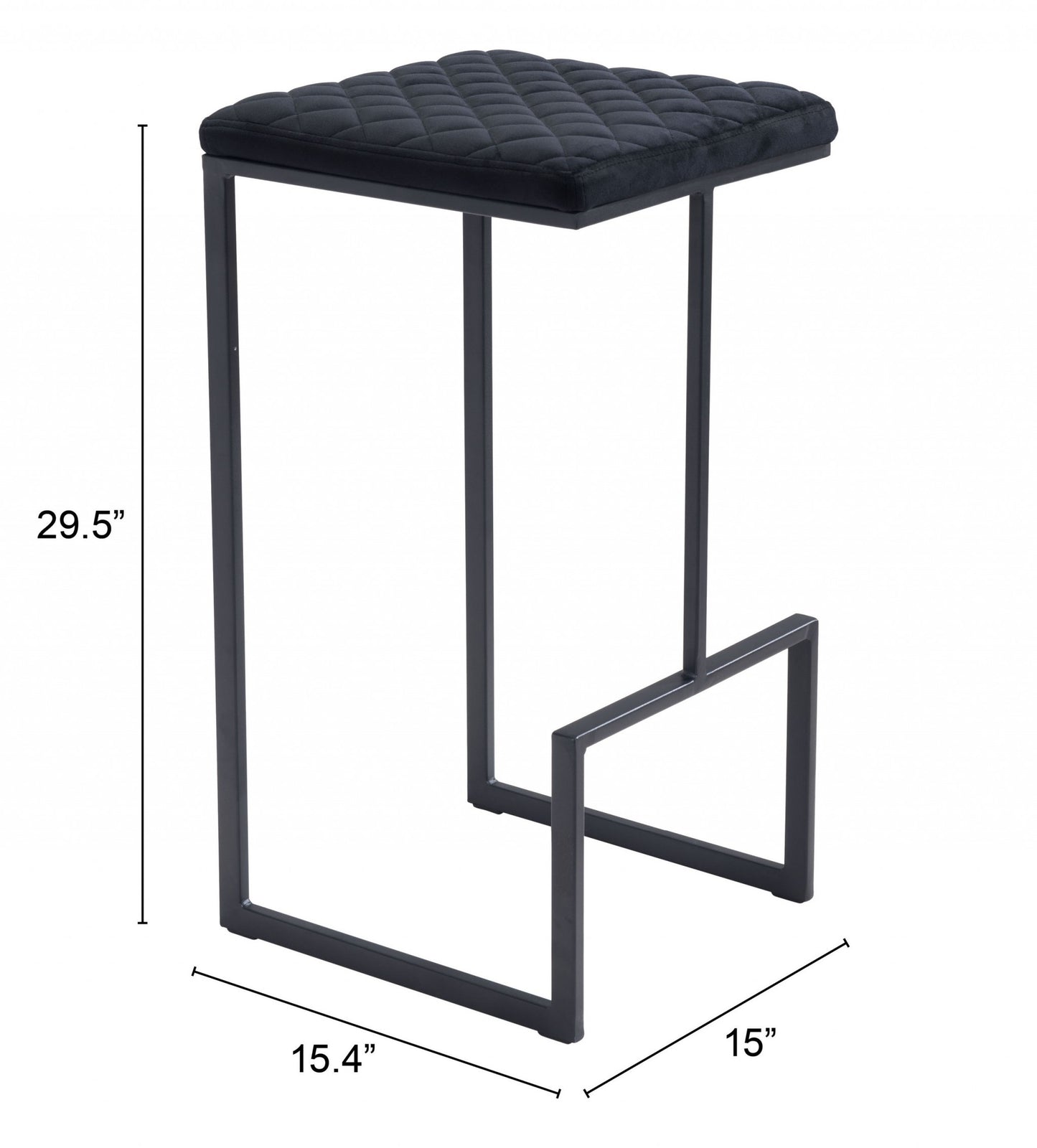 30" Black Steel Backless Bar Height Chair With Footrest