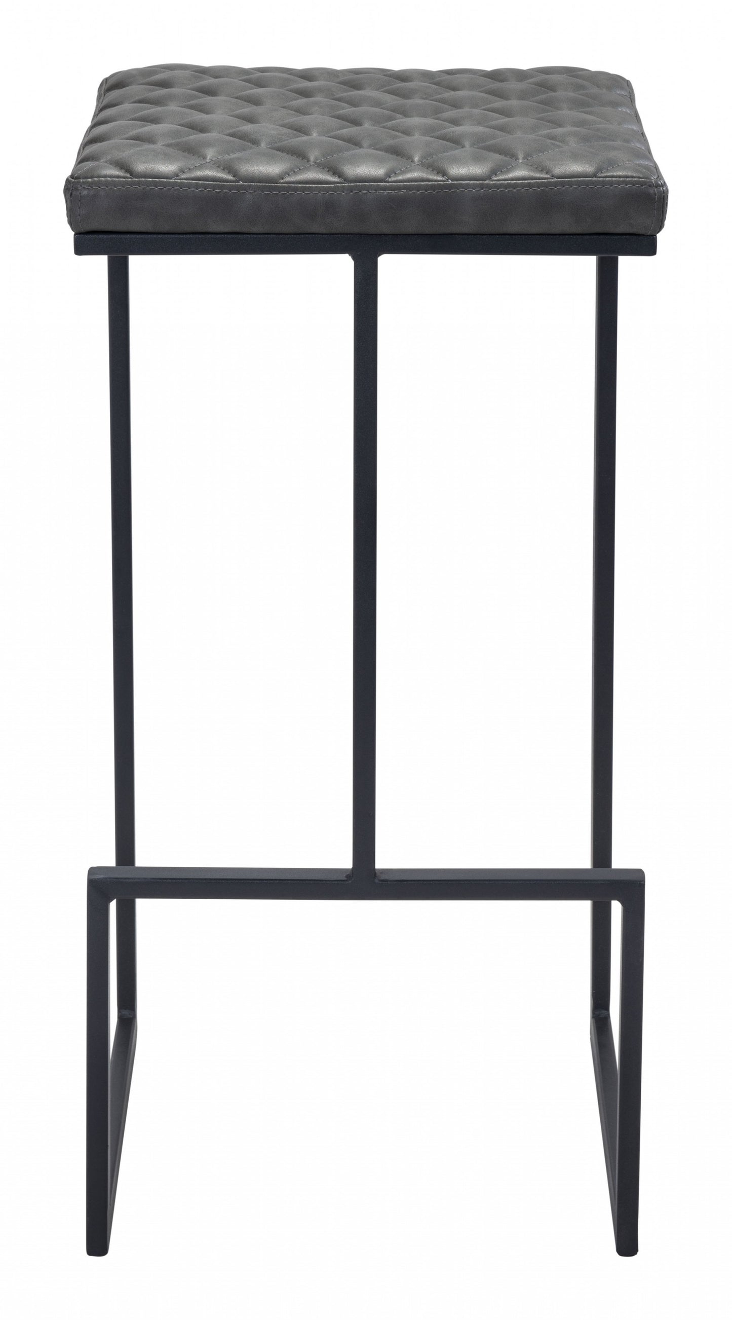 30" Gray And Black Steel Backless Bar Height Chair With Footrest