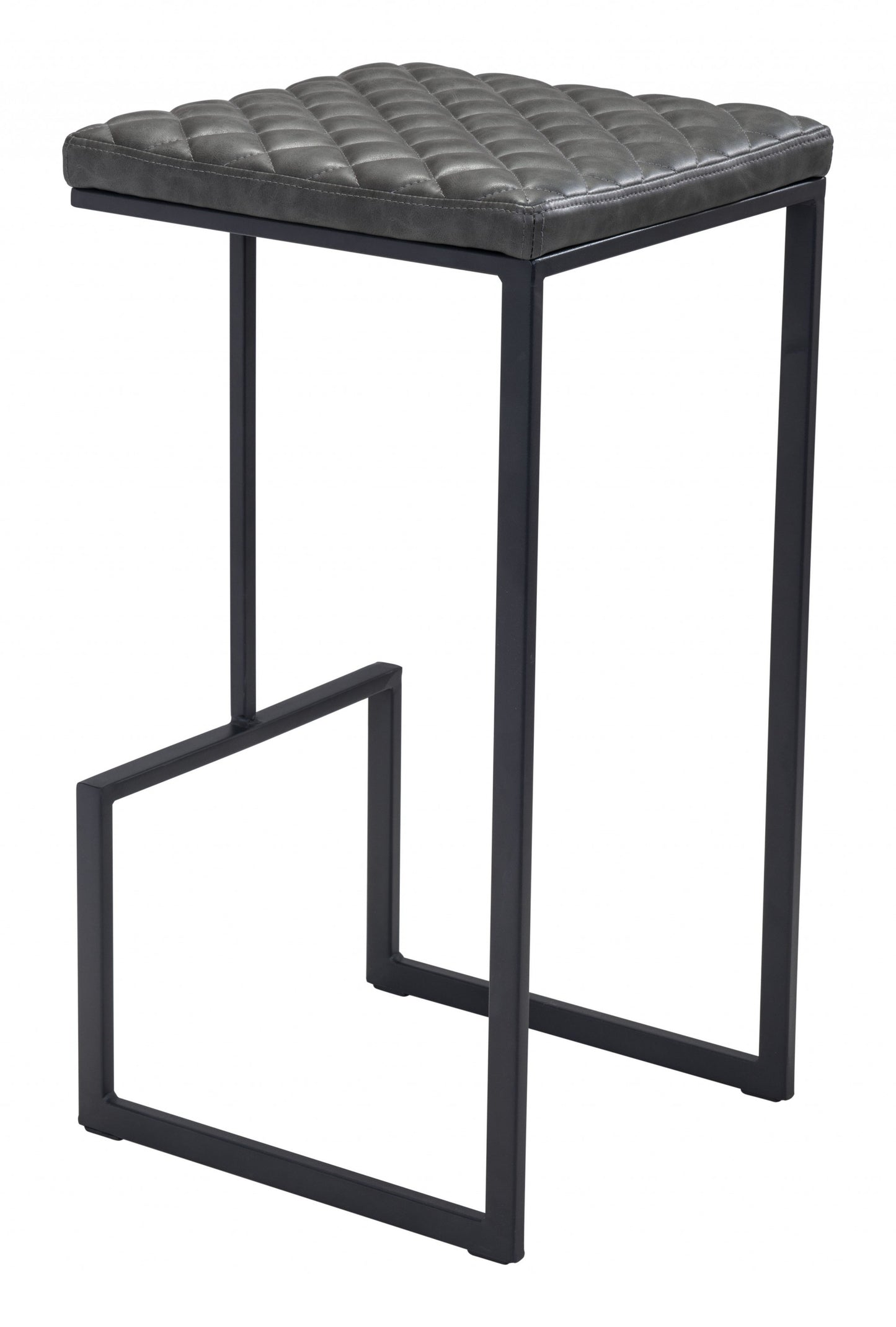 30" Gray And Black Steel Backless Bar Height Chair With Footrest