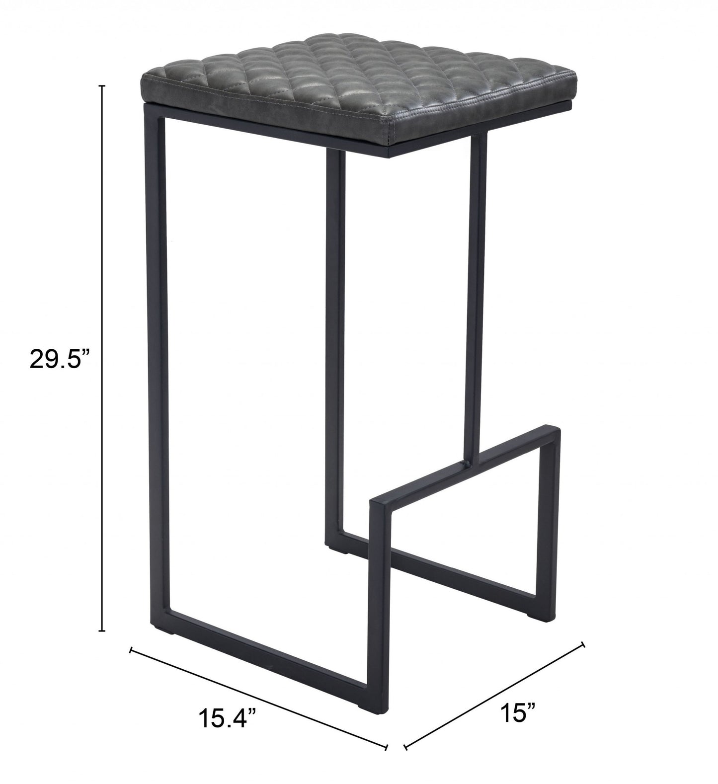 30" Gray And Black Steel Backless Bar Height Chair With Footrest