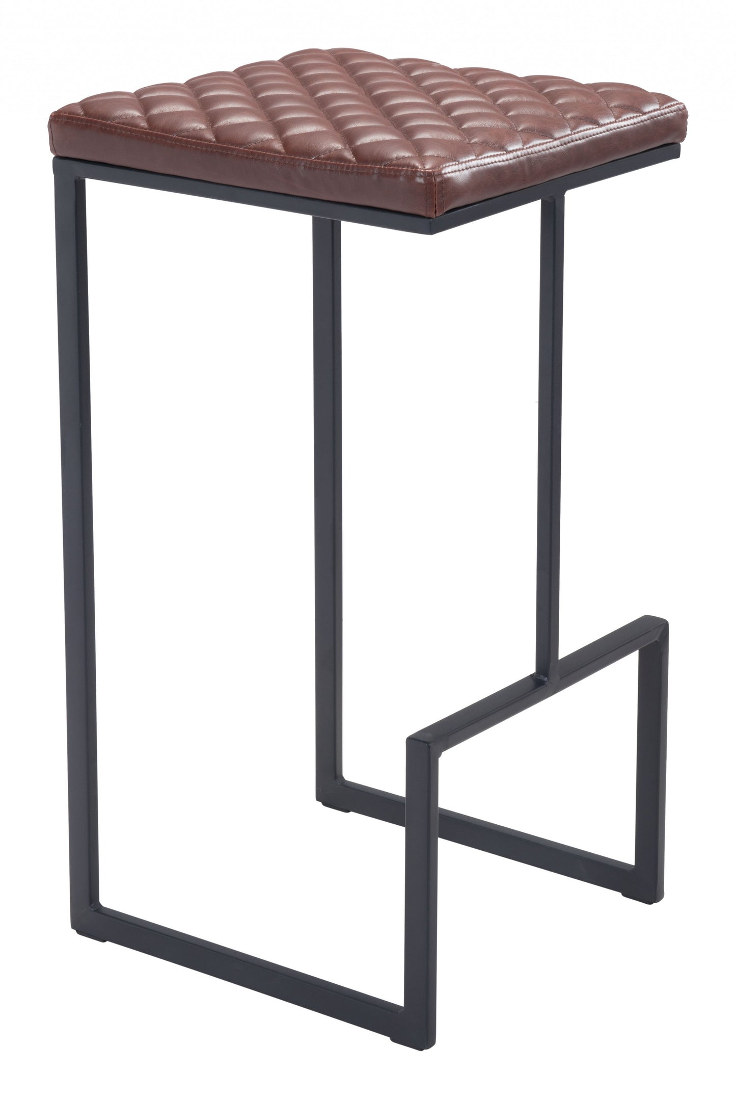 30" Brown And Black Steel Backless Bar Height Chair With Footrest