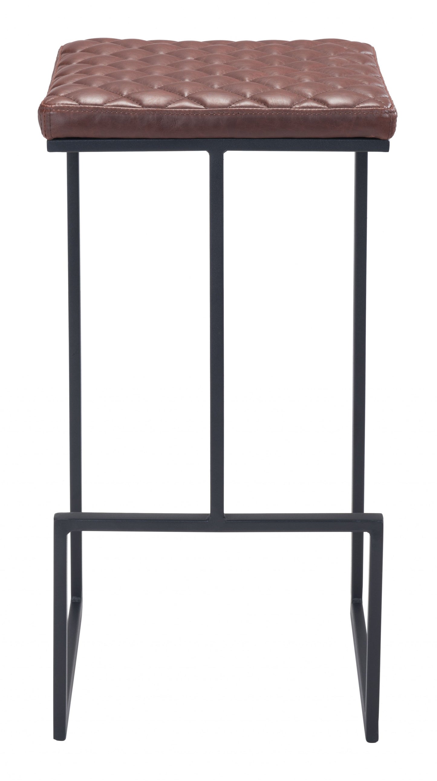 30" Brown And Black Steel Backless Bar Height Chair With Footrest
