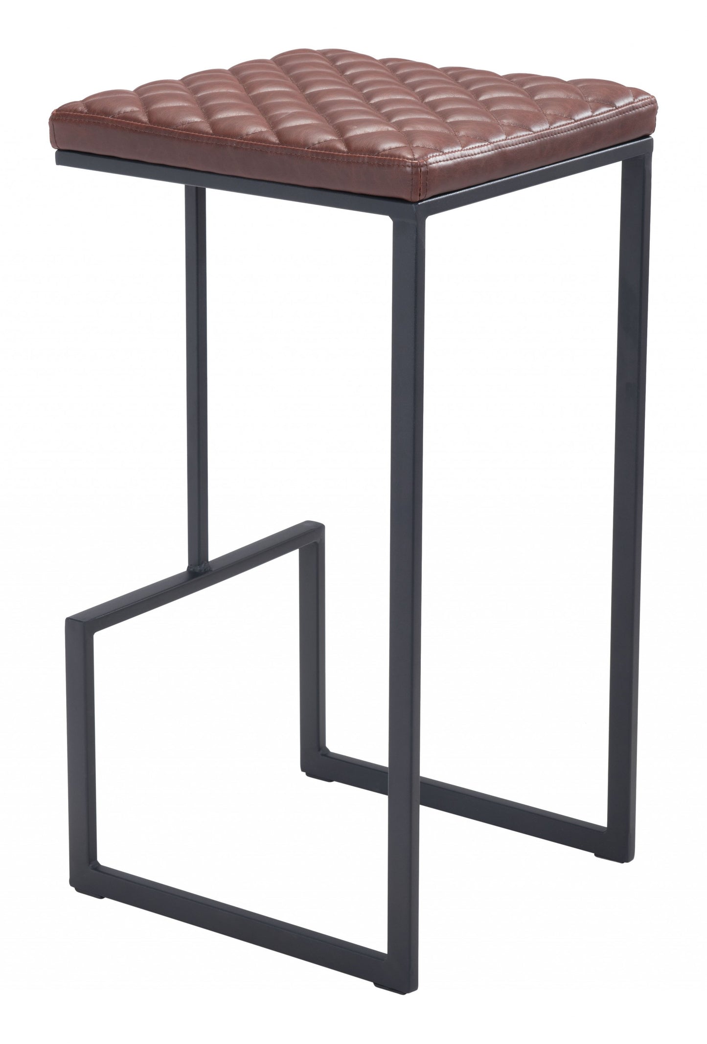 30" Brown And Black Steel Backless Bar Height Chair With Footrest