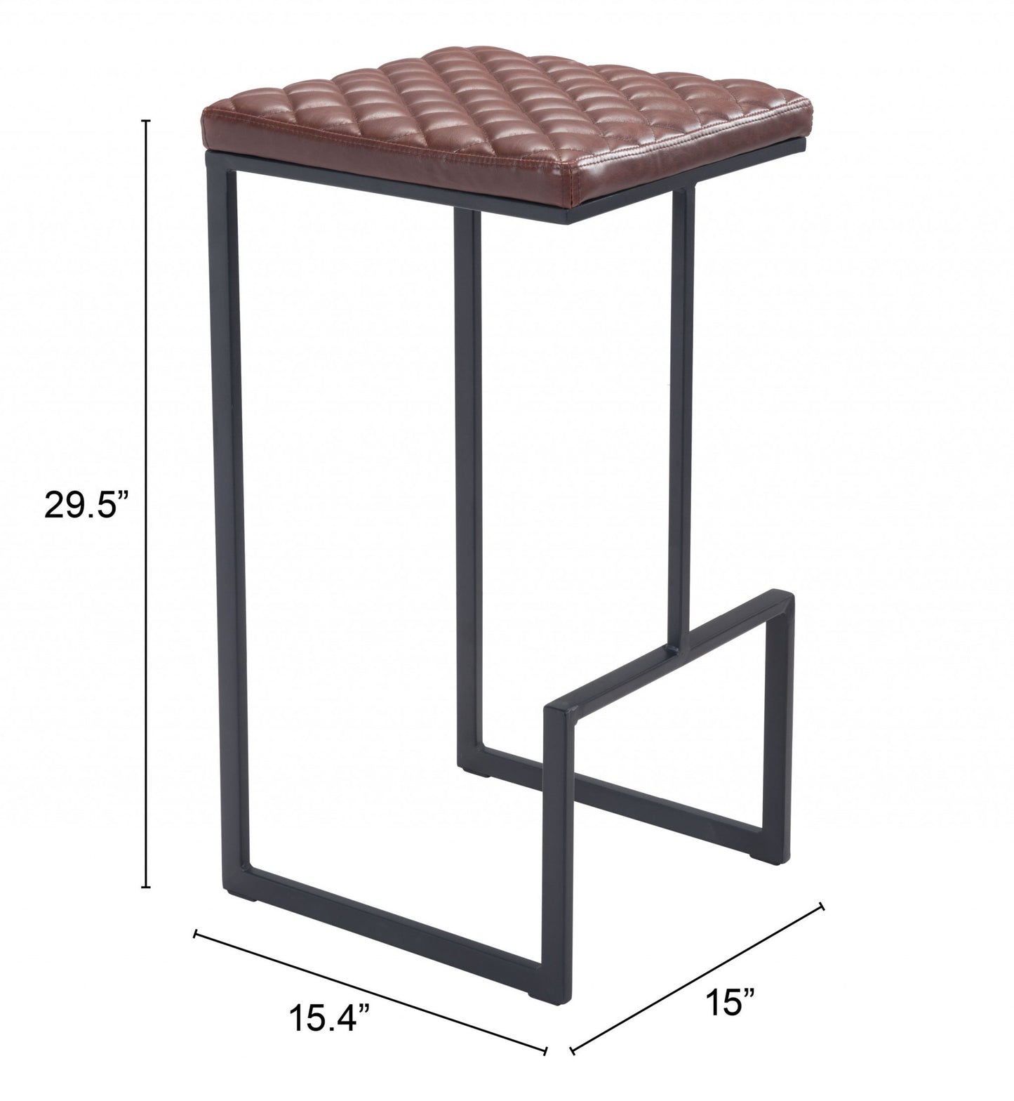 30" Brown And Black Steel Backless Bar Height Chair With Footrest