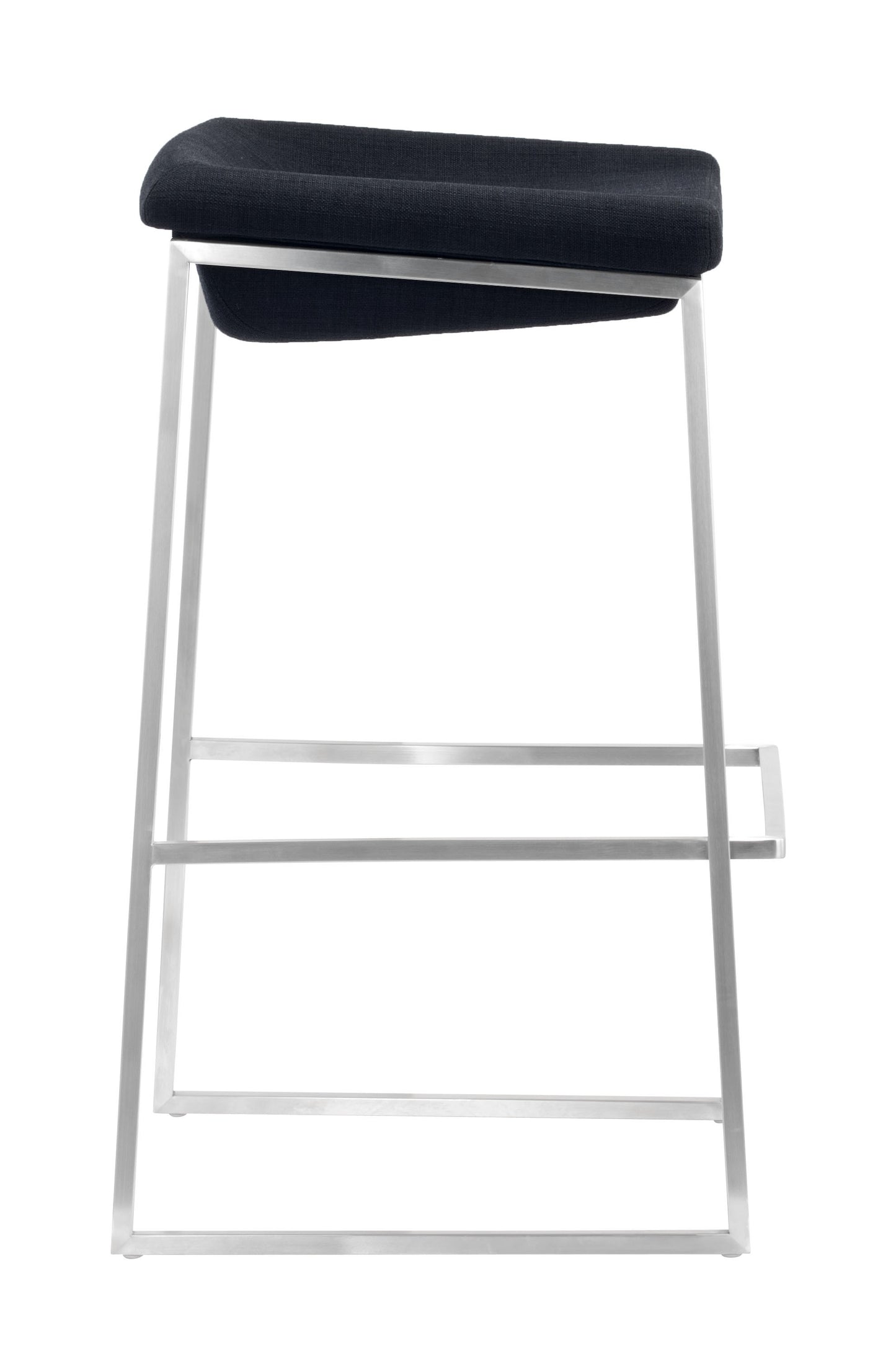 Set Of Two 30" Gray And Silver Steel Backless Bar Height Chairs With Footrest