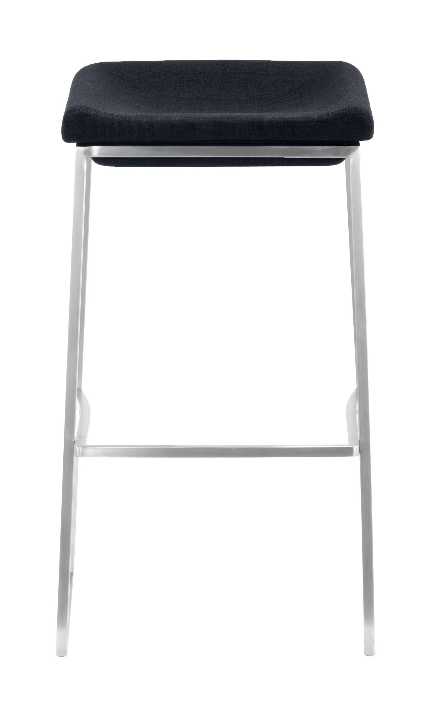 Set Of Two 30" Gray And Silver Steel Backless Bar Height Chairs With Footrest