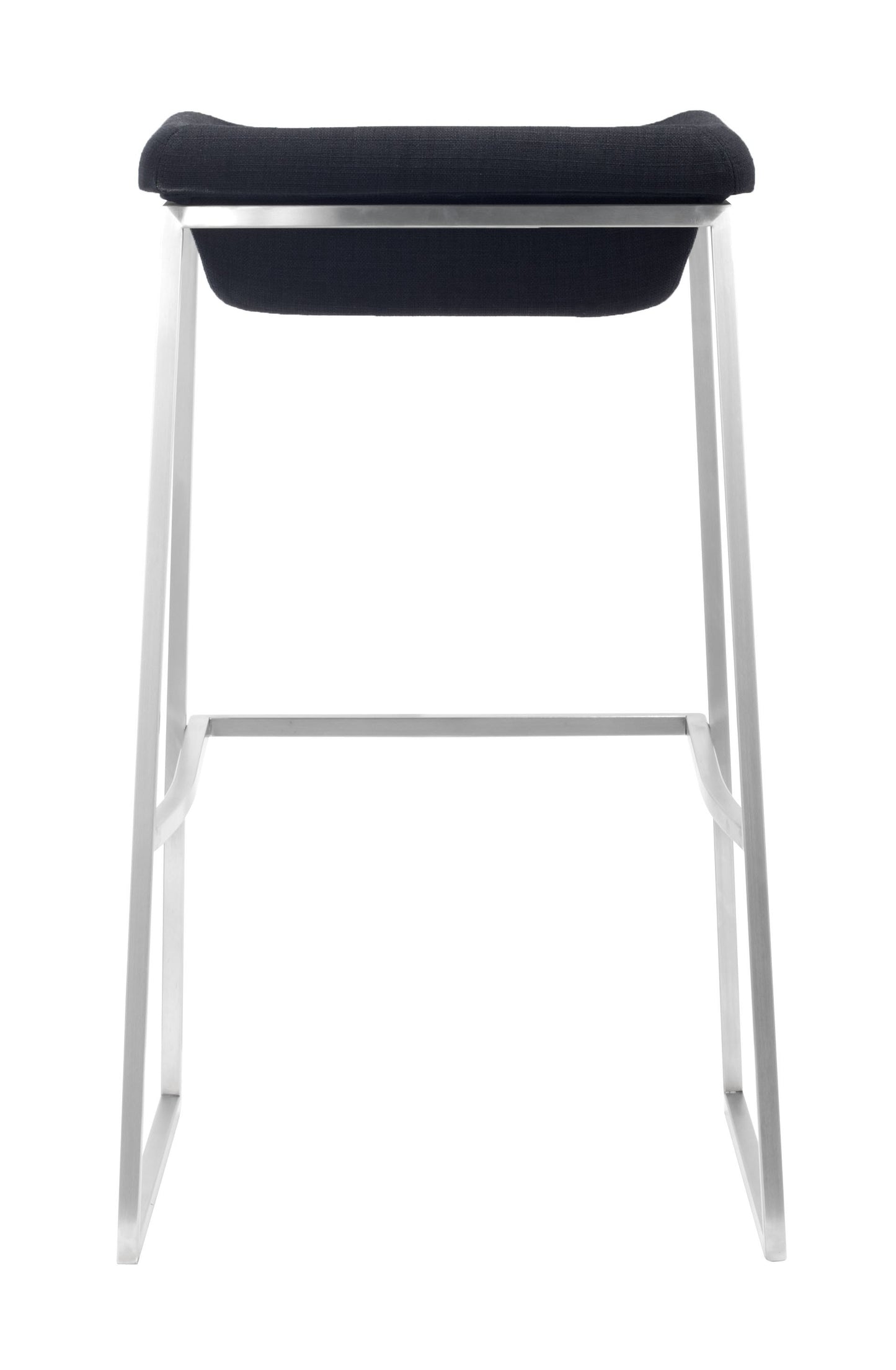 Set Of Two 30" Gray And Silver Steel Backless Bar Height Chairs With Footrest