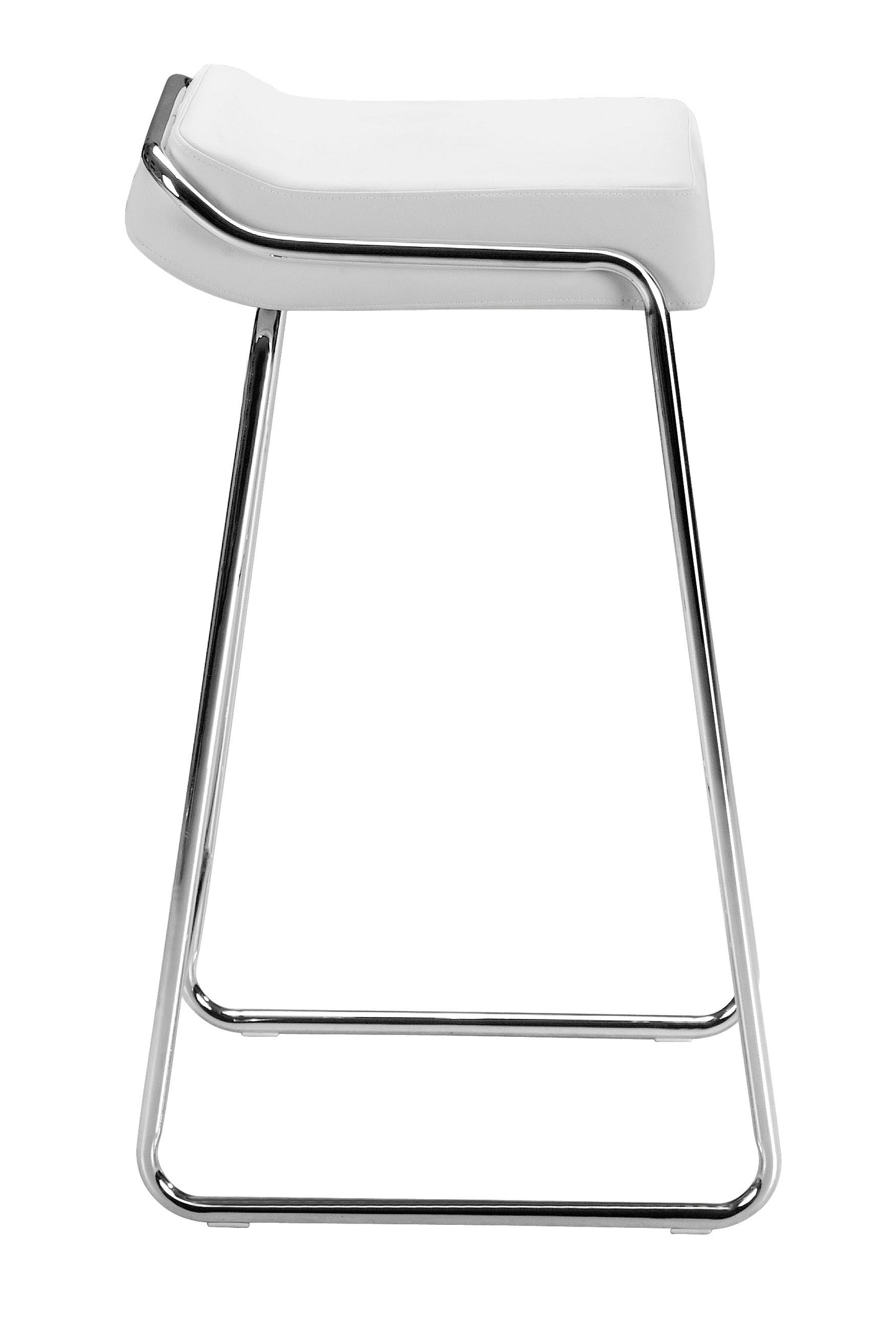 Set Of Two 33" White Steel Backless Chairs With Footrest