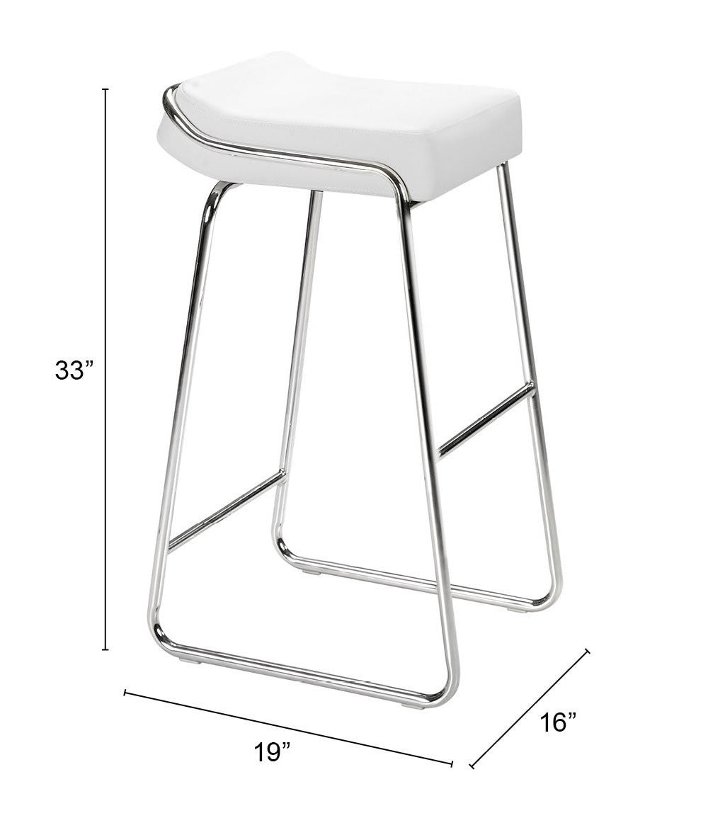 Set Of Two 33" White Steel Backless Chairs With Footrest