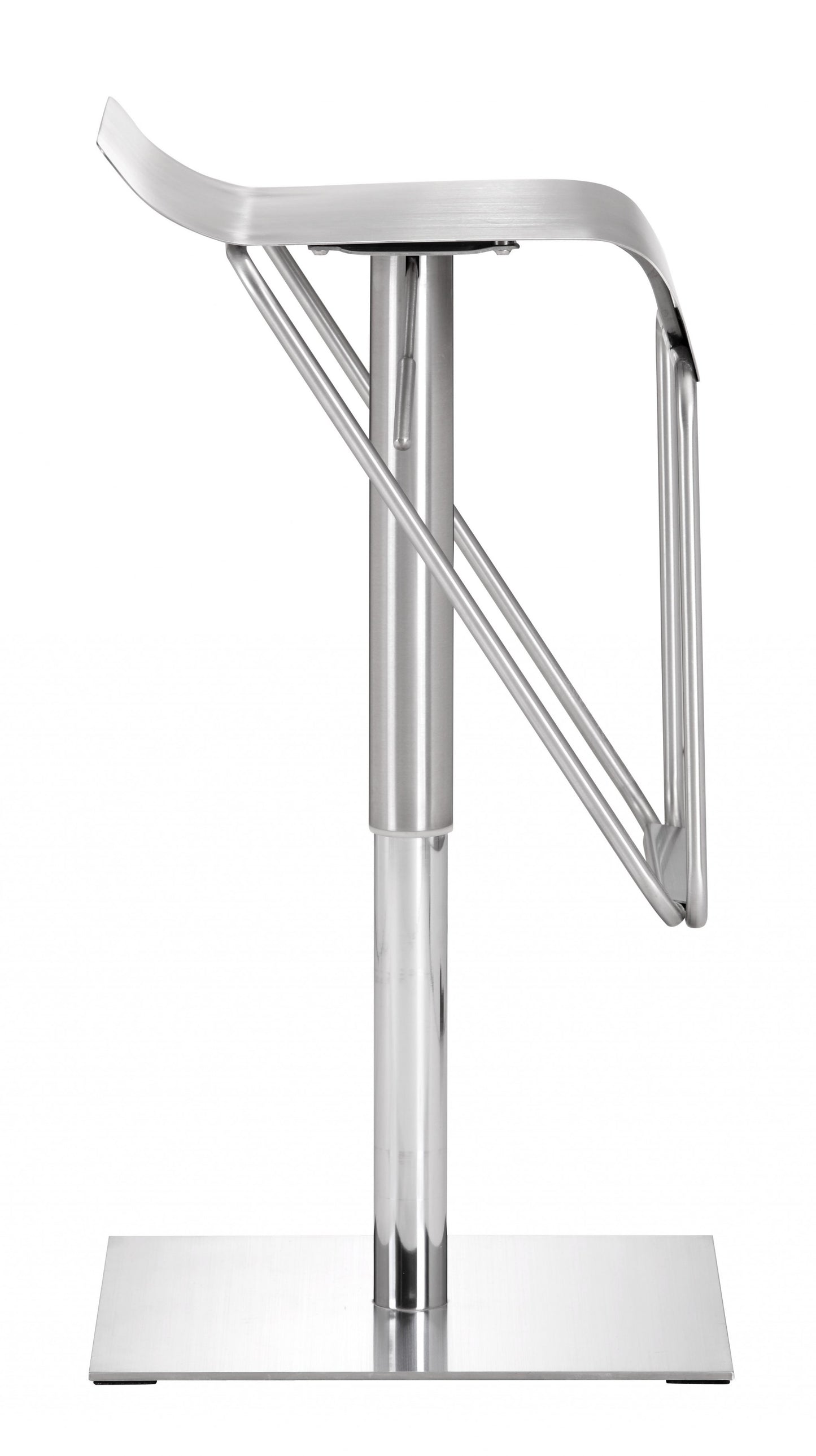 22" Silver Swivel Backless Bar Height Chair With Footrest