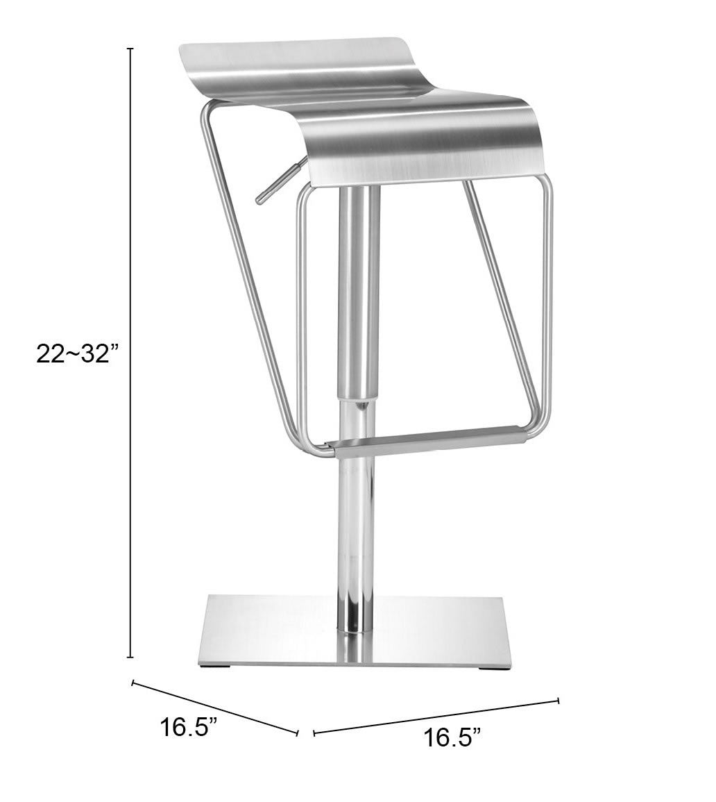 22" Silver Swivel Backless Bar Height Chair With Footrest