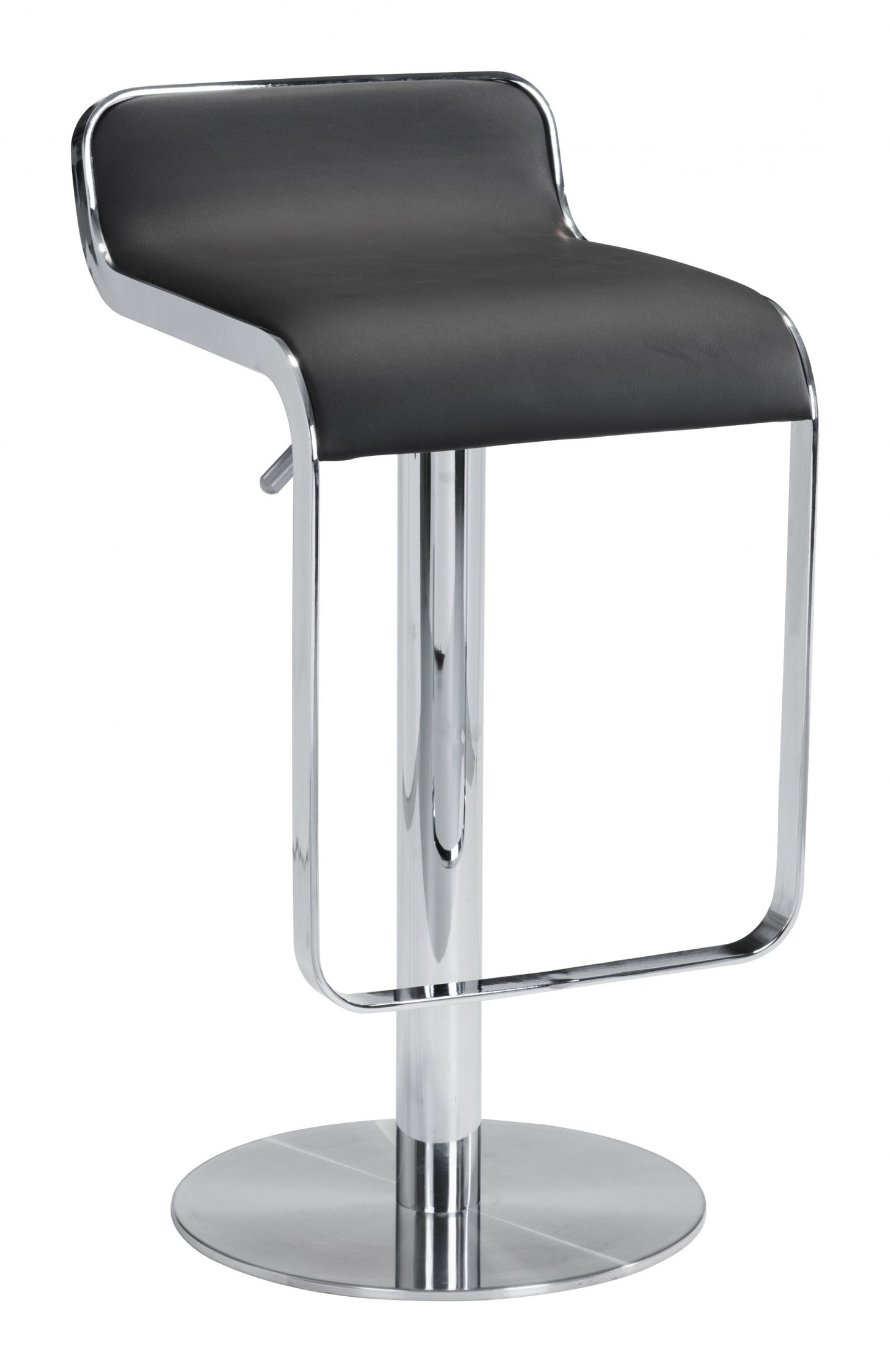 31" Black And Silver Steel Swivel Backless Adjustable Height Bar Chair With Footrest