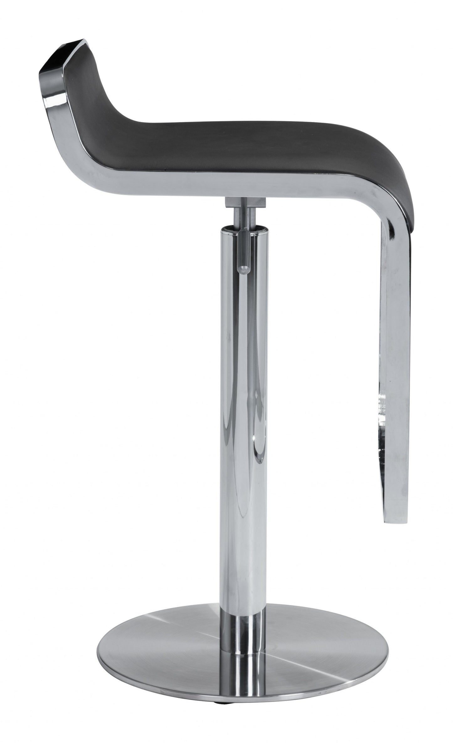 31" Black And Silver Steel Swivel Backless Adjustable Height Bar Chair With Footrest
