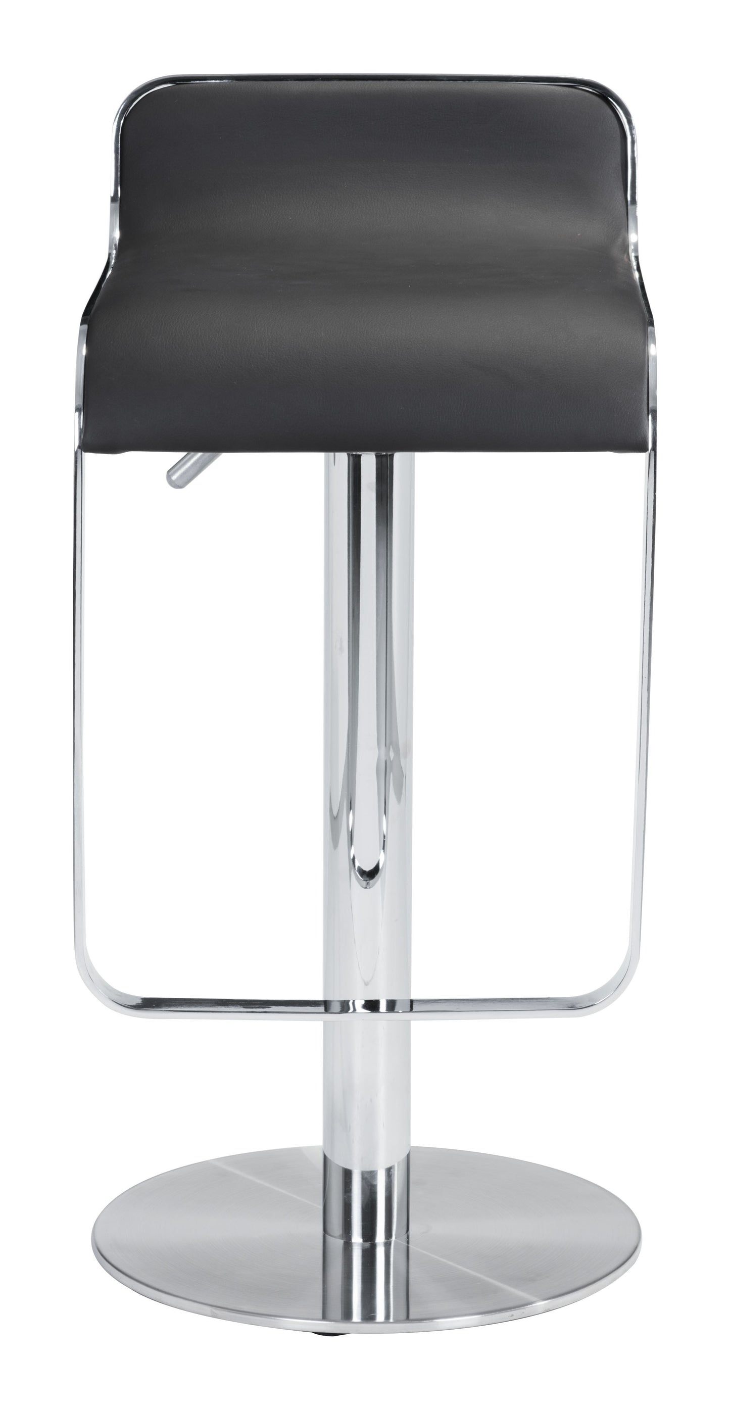 31" Black And Silver Steel Swivel Backless Adjustable Height Bar Chair With Footrest