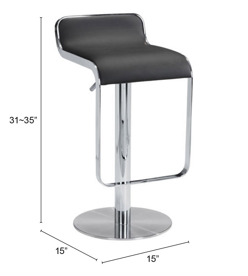 31" Black And Silver Steel Swivel Backless Adjustable Height Bar Chair With Footrest