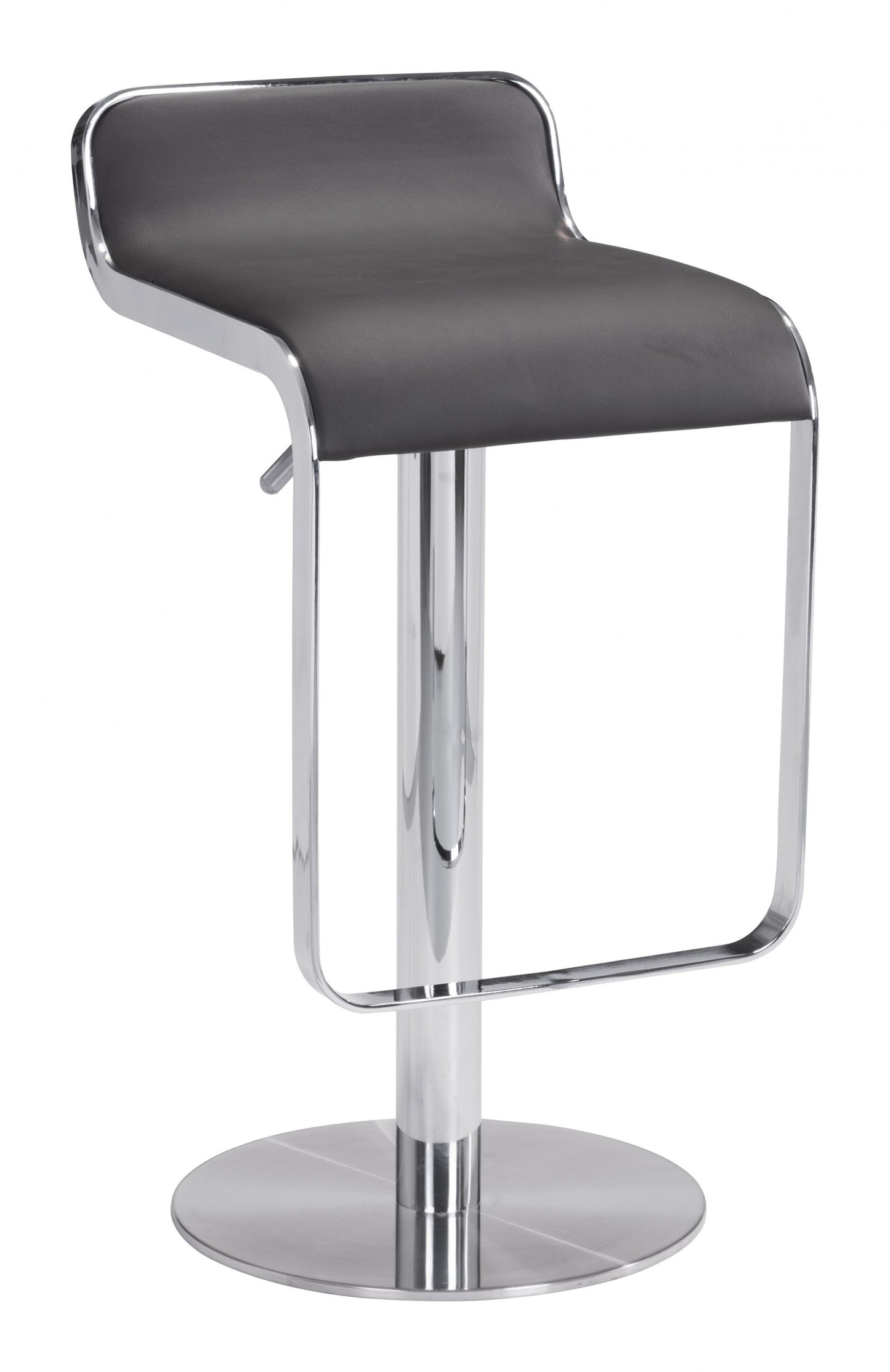 31" Black And Silver Steel Swivel Backless Adjustable Height Bar Chair With Footrest