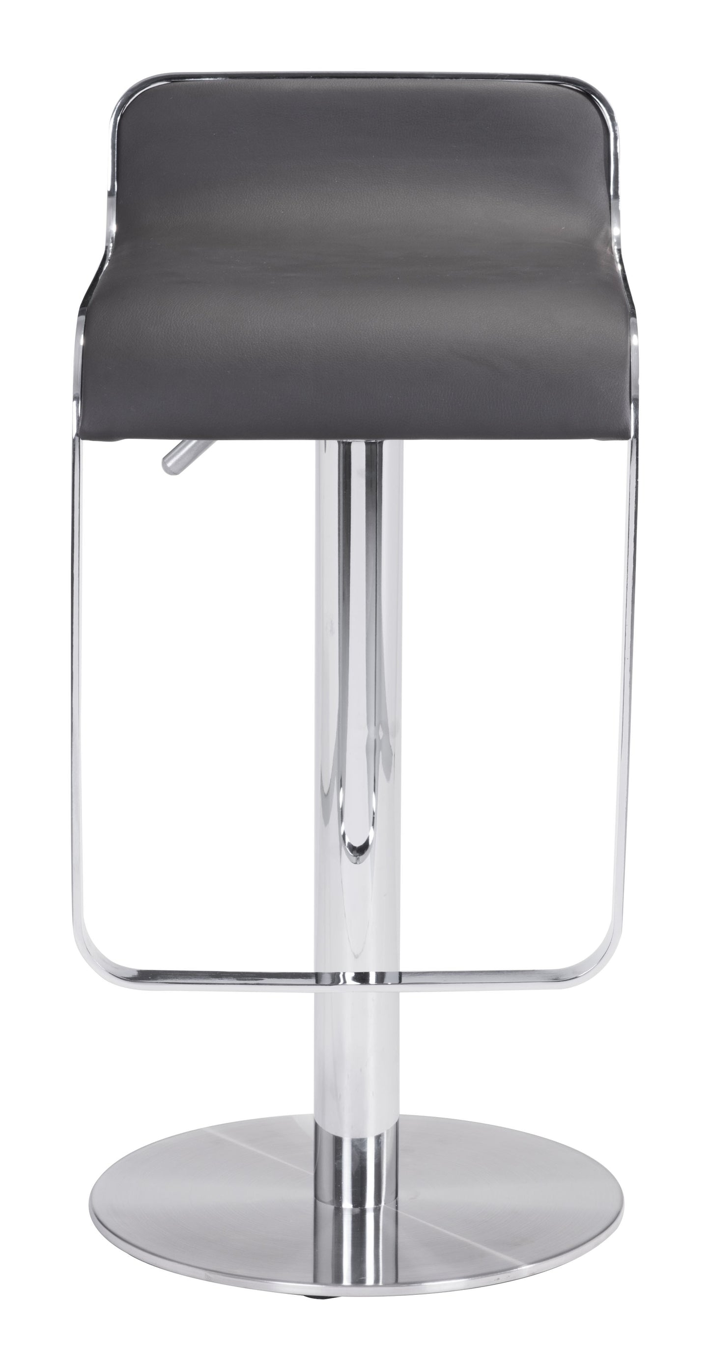 31" Black And Silver Steel Swivel Backless Adjustable Height Bar Chair With Footrest