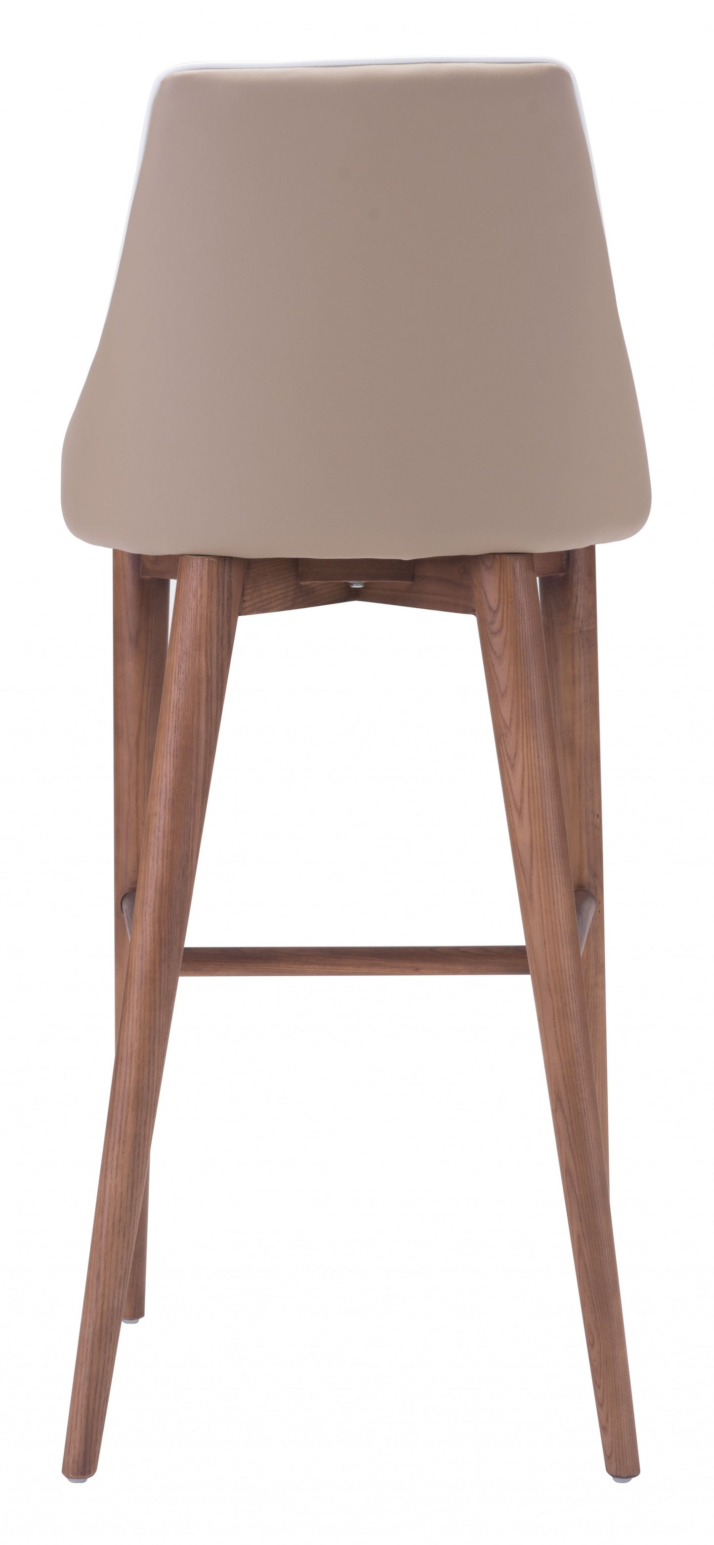 41" Beige And Brown Solid Wood Low Back Bar Height Chair With Footrest
