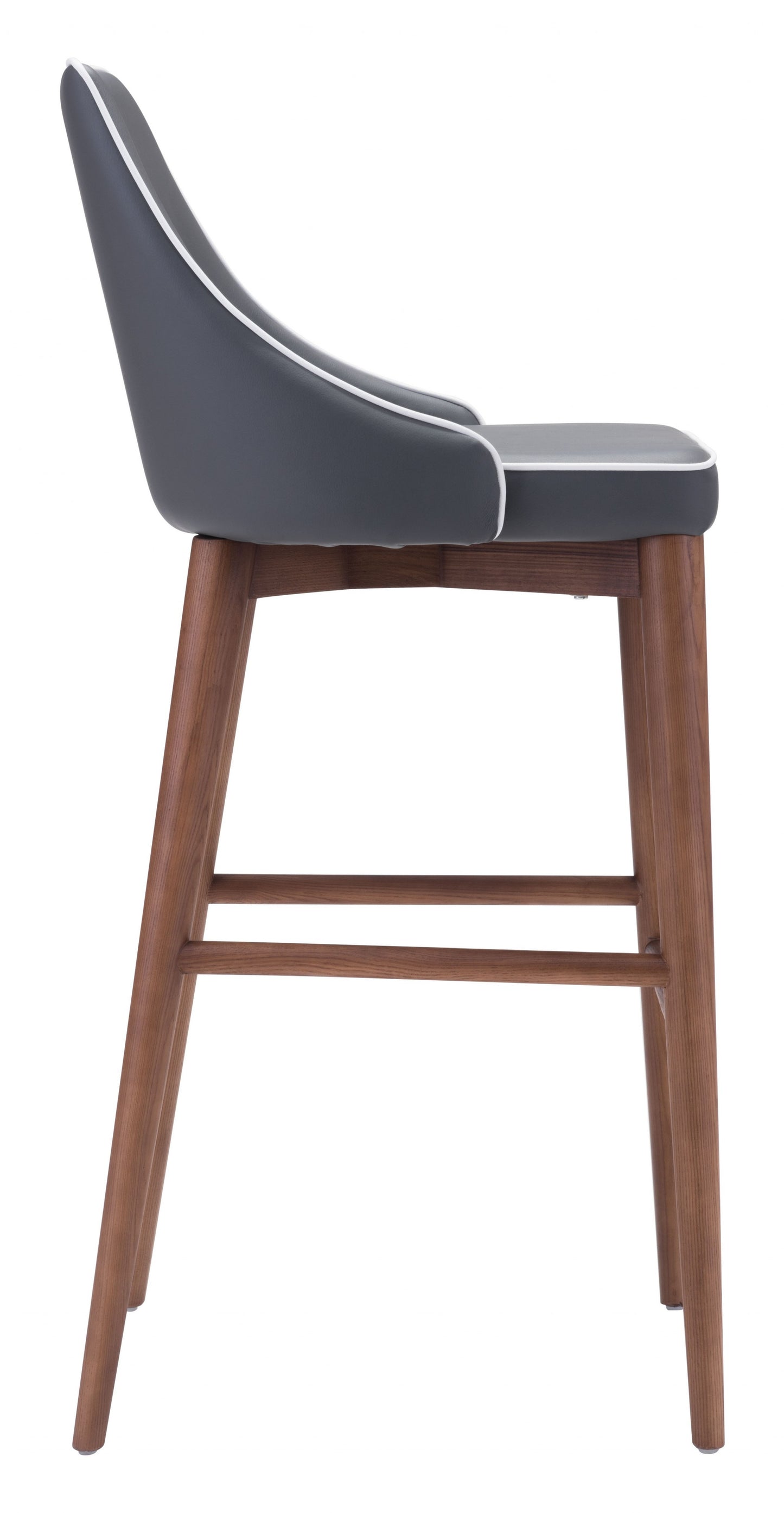 41" Gray And Brown Solid Wood Low Back Bar Height Chair With Footrest