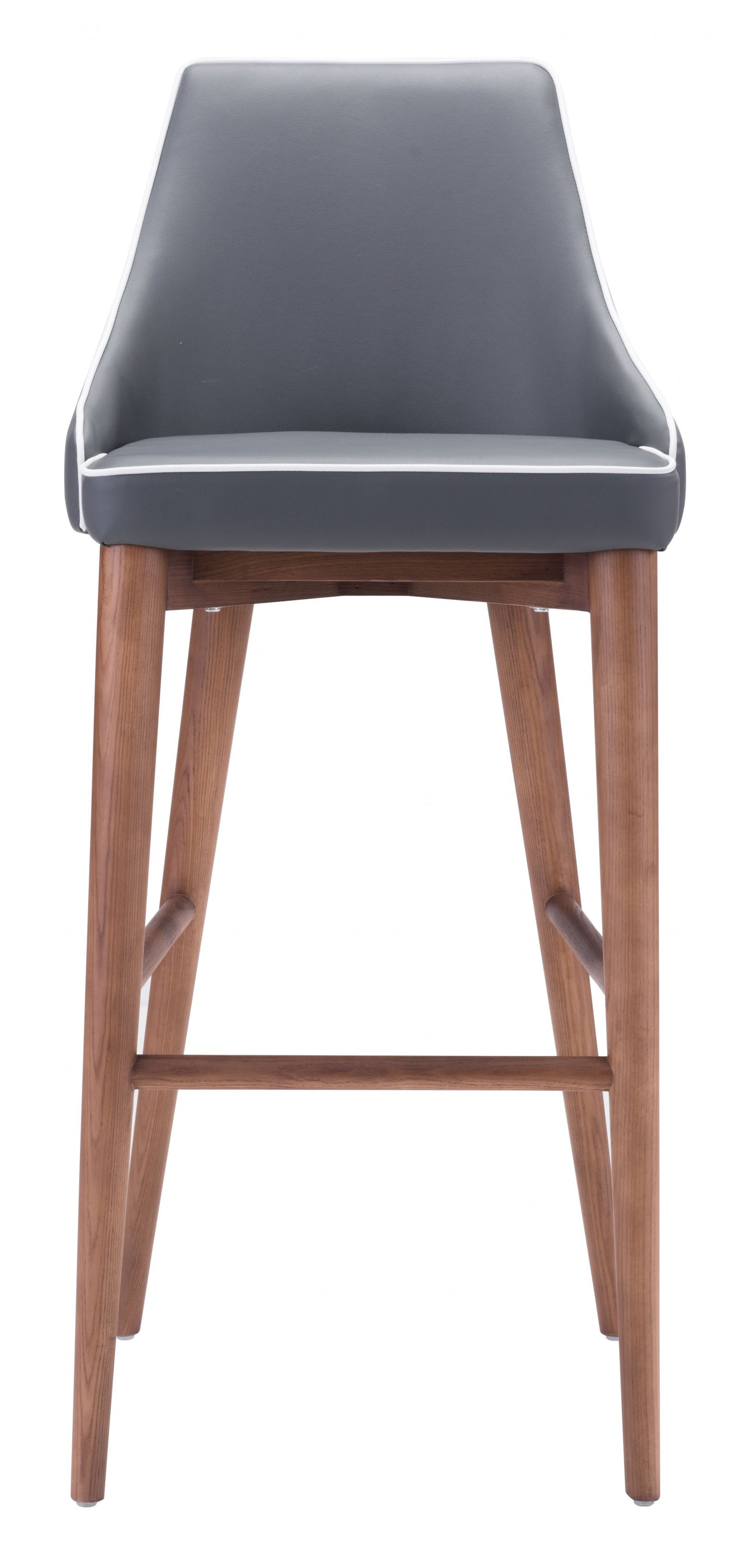 41" Gray And Brown Solid Wood Low Back Bar Height Chair With Footrest