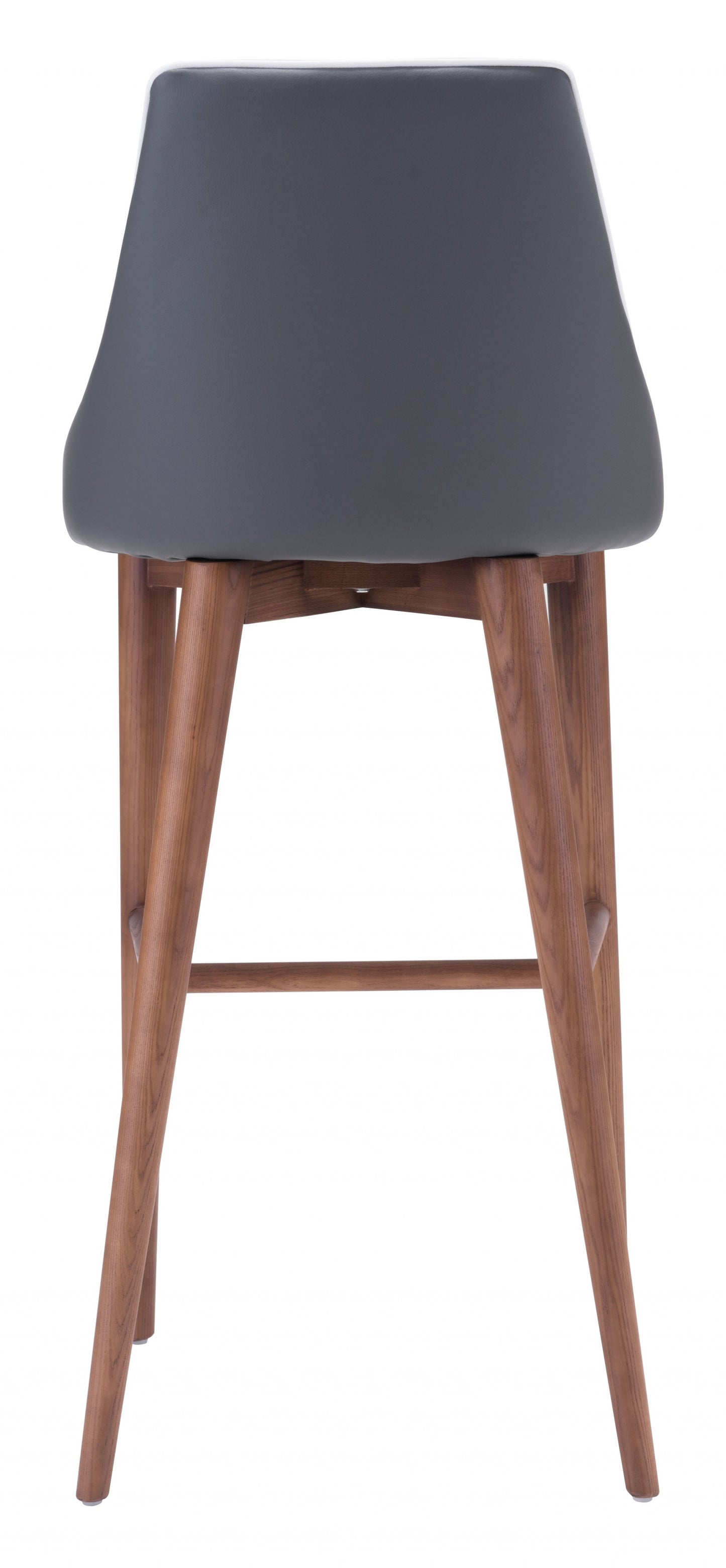 41" Gray And Brown Solid Wood Low Back Bar Height Chair With Footrest