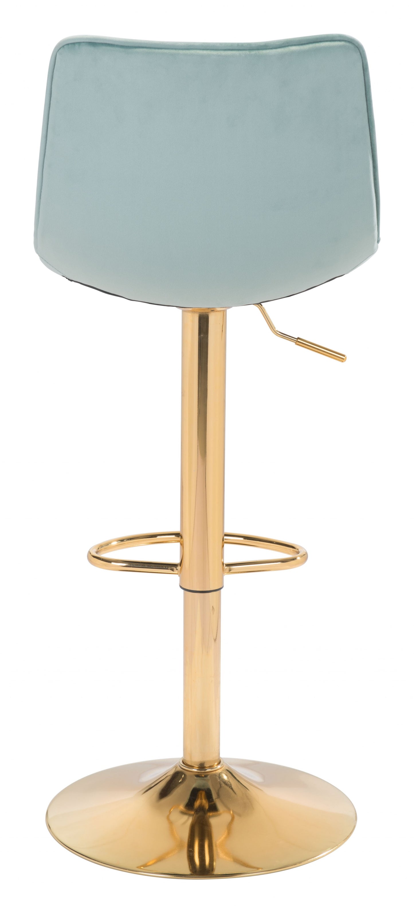 24" Light Green and Gold Steel Swivel Low Back Counter Height Bar Chair with Footrest