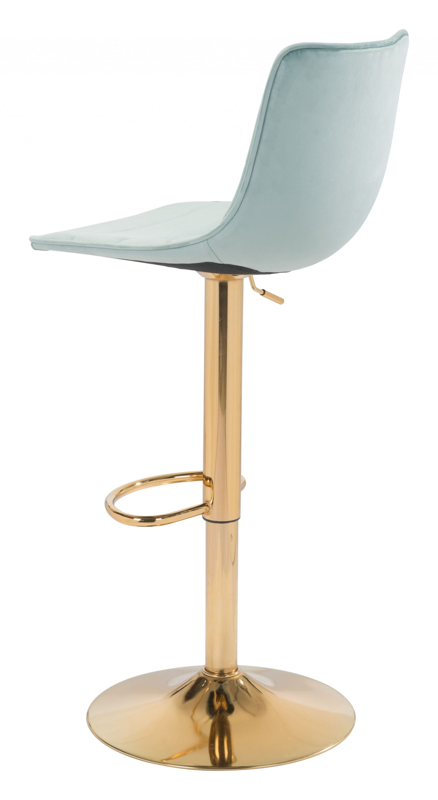 24" Light Green and Gold Steel Swivel Low Back Counter Height Bar Chair with Footrest