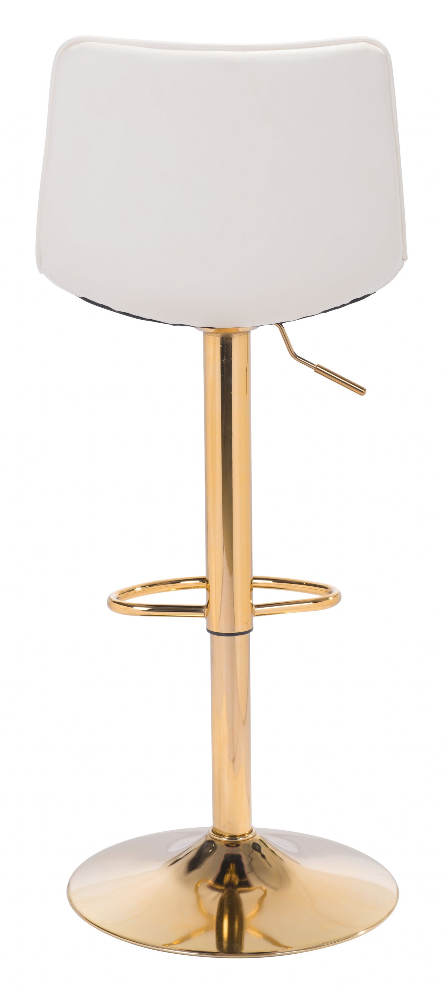 35" White And Gold Steel Swivel Low Back Counter Height Bar Chair With Footrest