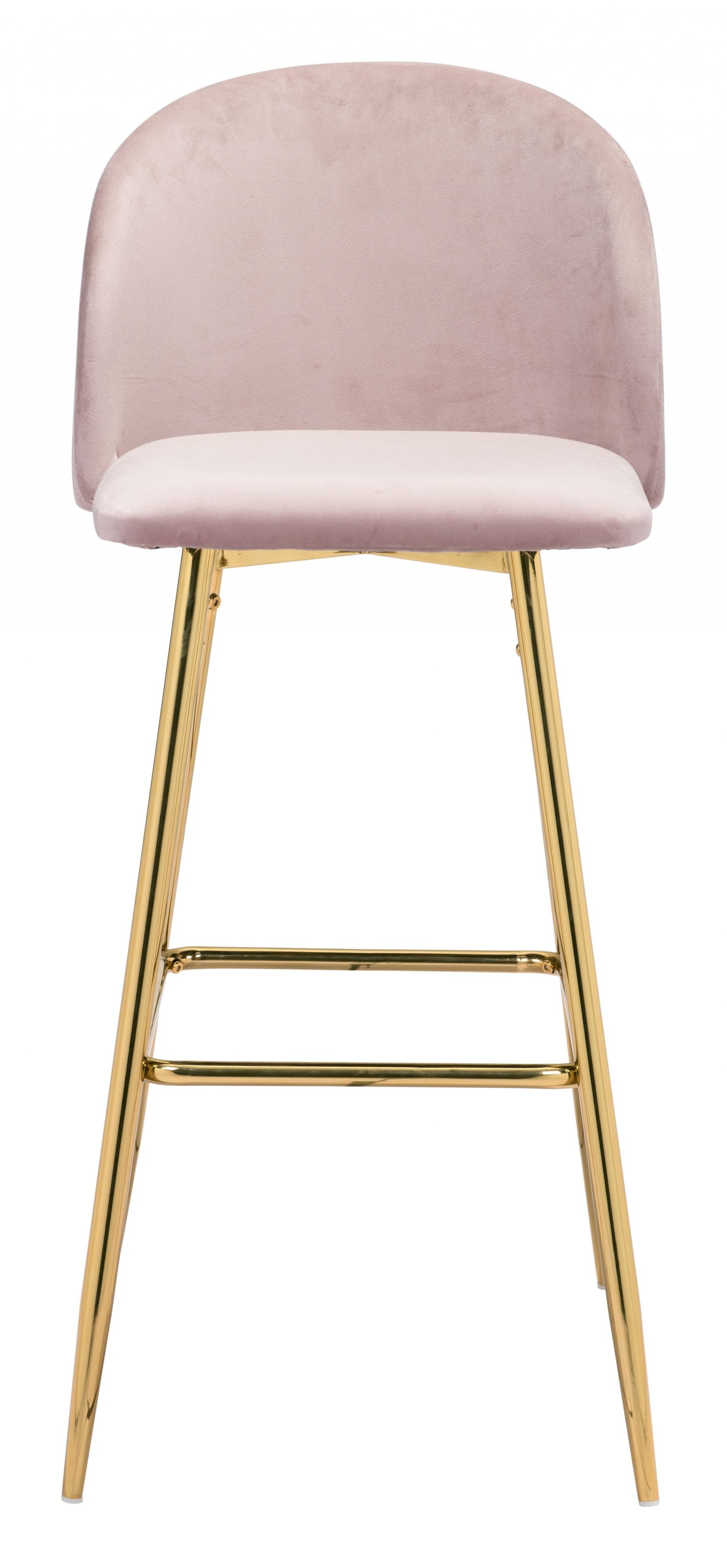 41" Pink And Gold Steel Low Back Bar Height Chair With Footrest