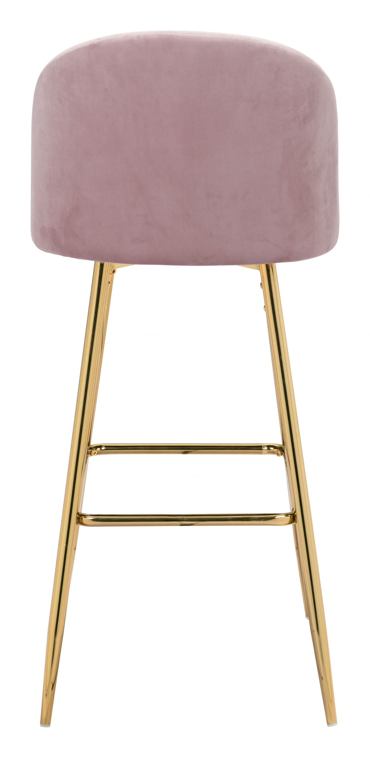 41" Pink And Gold Steel Low Back Bar Height Chair With Footrest