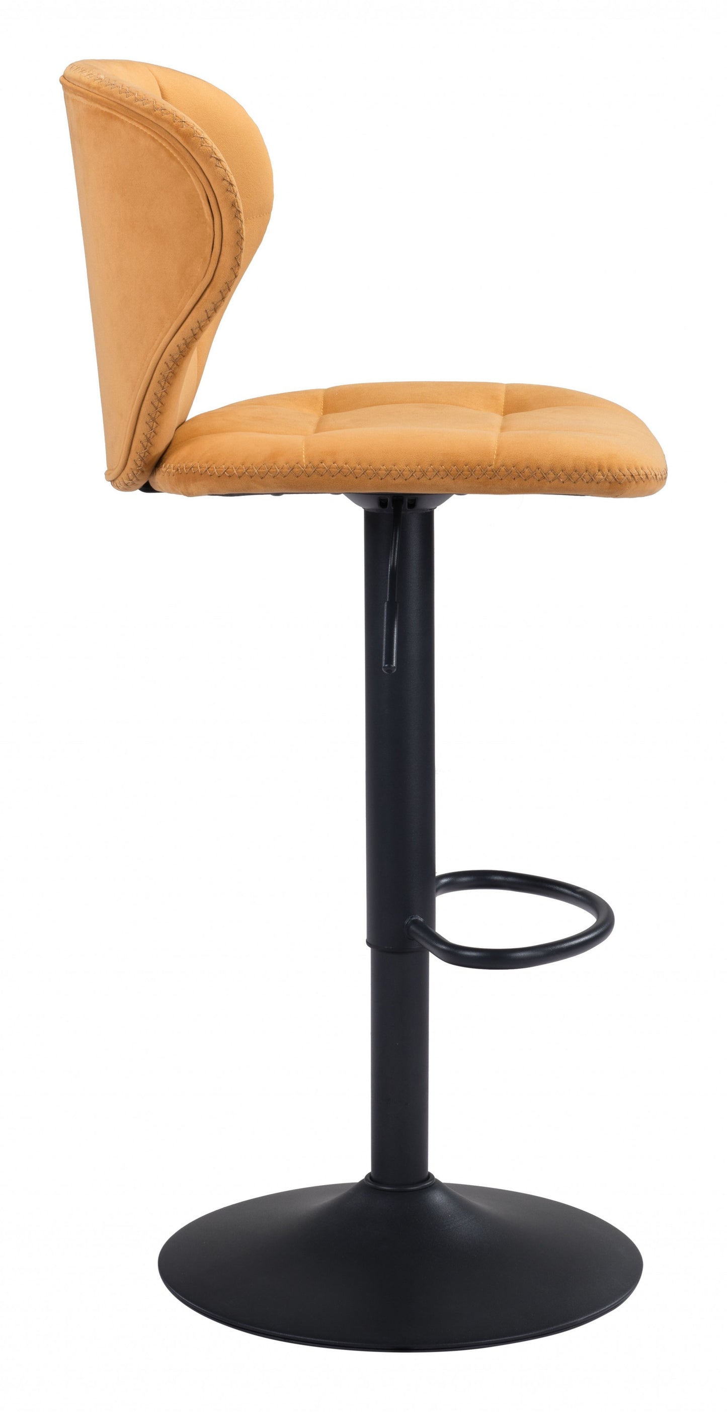 24" Yellow and Black Steel Swivel Low Back Counter Height Bar Chair with Footrest